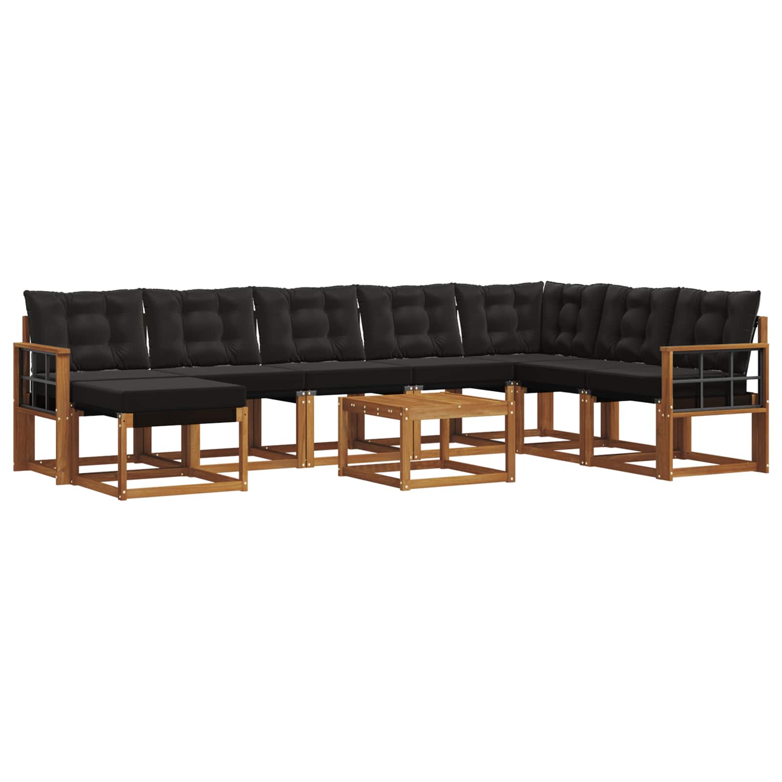 Ensemble de canapés d'extérieur 9 pcs Naturel et Noir - XIOS