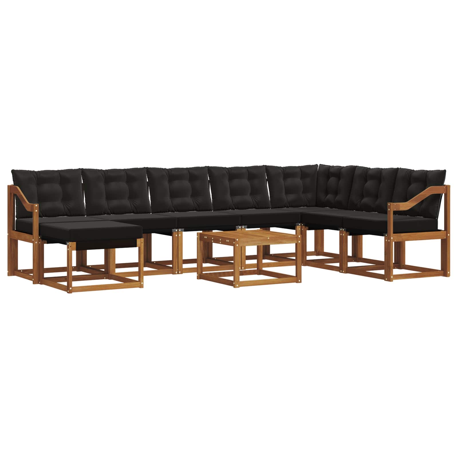 Ensemble de canapés d'extérieur 9 pcs Naturel et Noir - XIOS