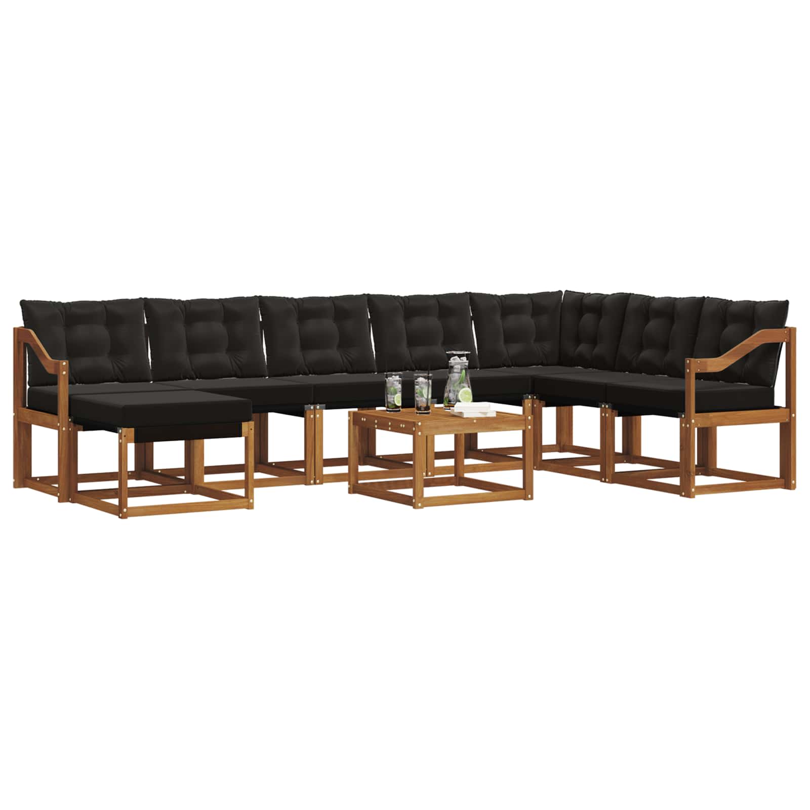 Ensemble de canapés d'extérieur 9 pcs Naturel et Noir - XIOS