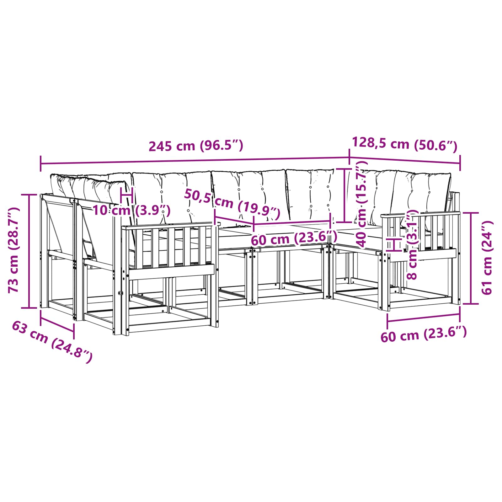 Ensemble de canapés d'extérieur 6 pcs Naturel et Beige - XIOS