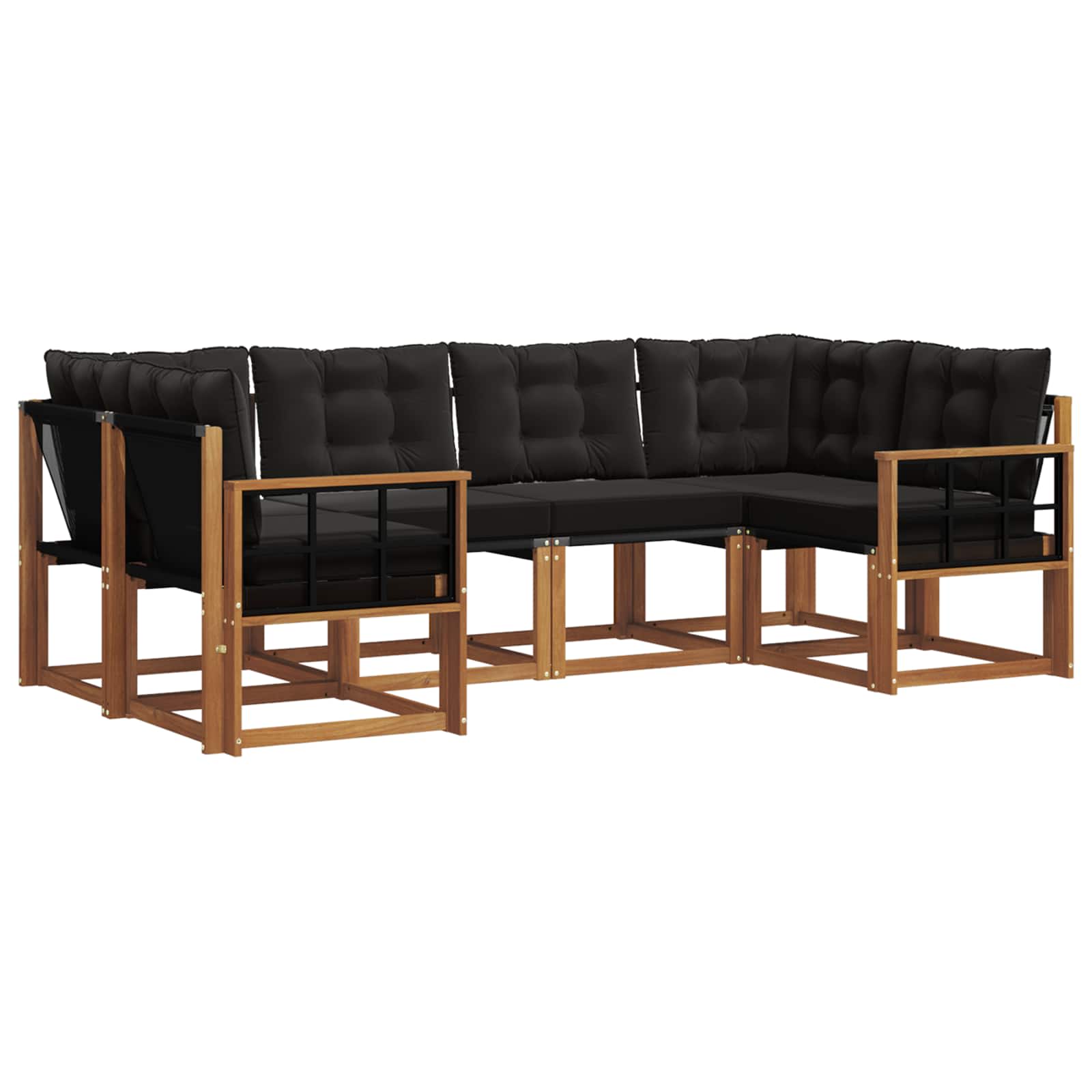 Ensemble de canapés d'extérieur 6 pcs Naturel et noir - XIOS
