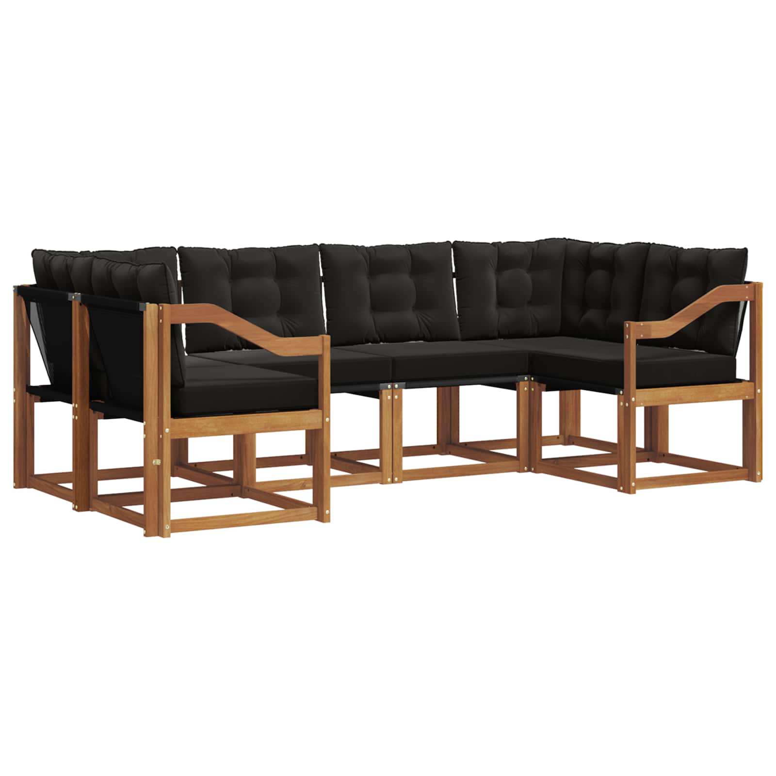 Ensemble de canapés d'extérieur 6 pcs Naturel et noir - XIOS