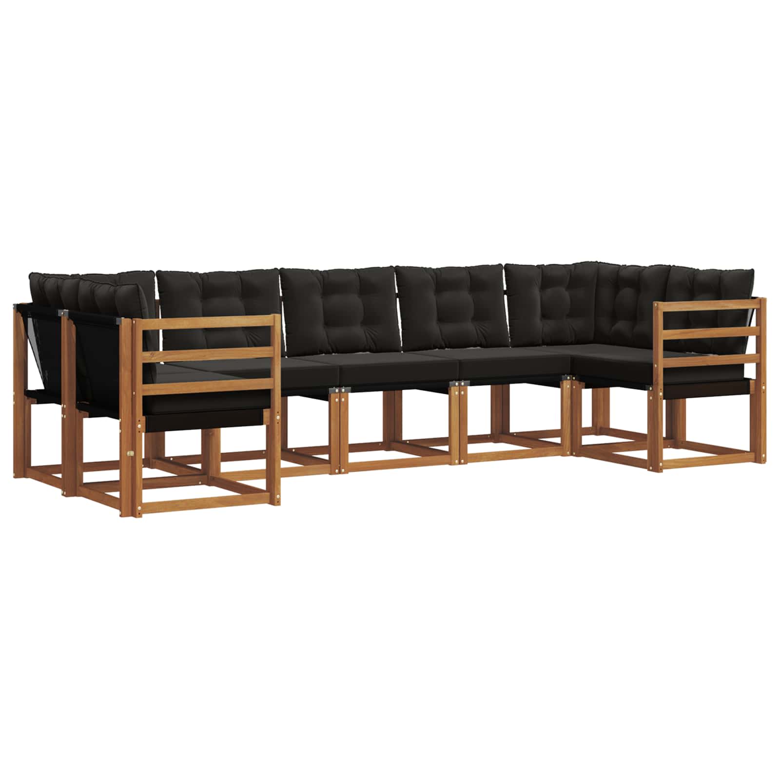 Ensemble de canapés d'extérieur 7 pcs Naturel et Noir - XIOS