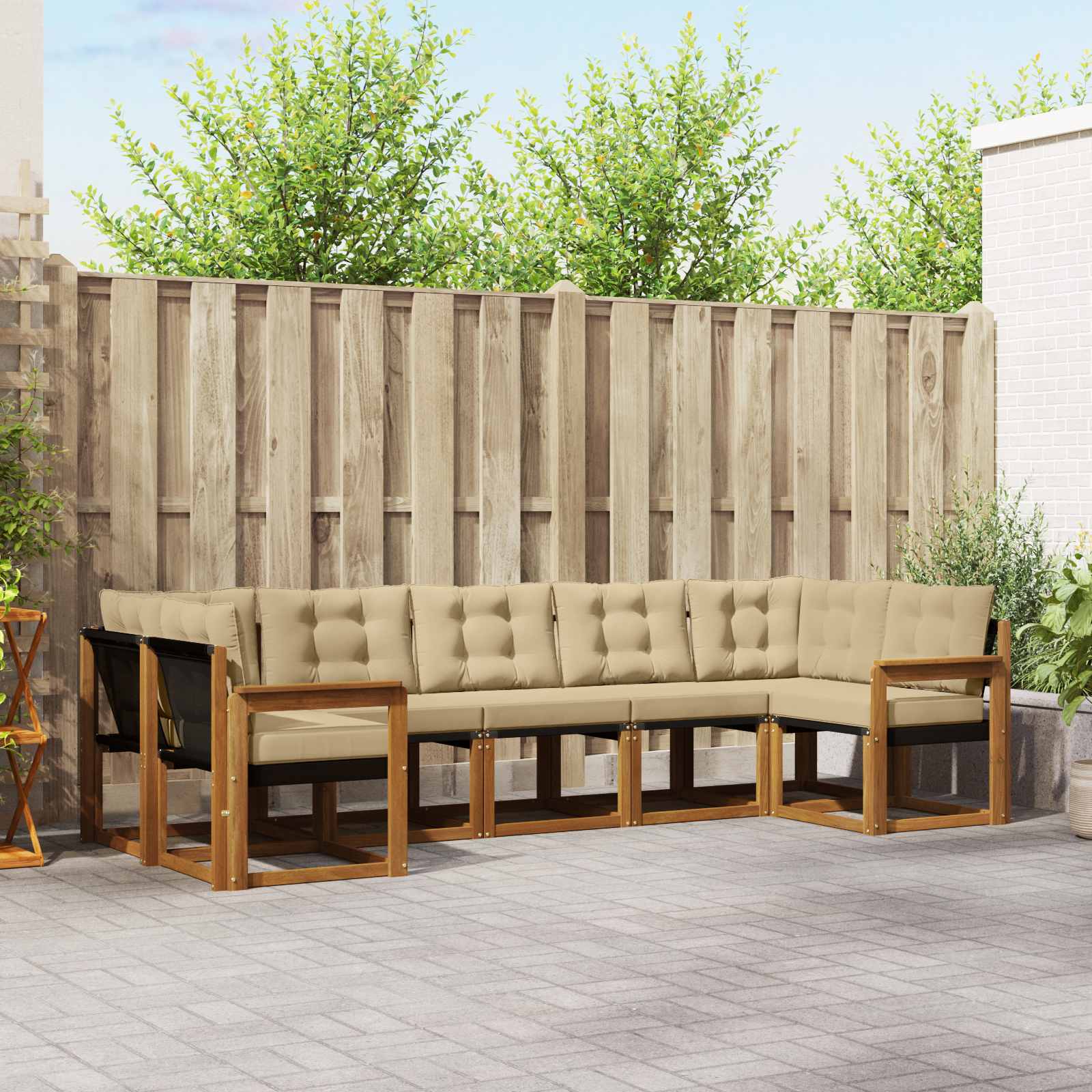 Ensemble de canapés d'extérieur 7 pcs Naturel et Beige - XIOS