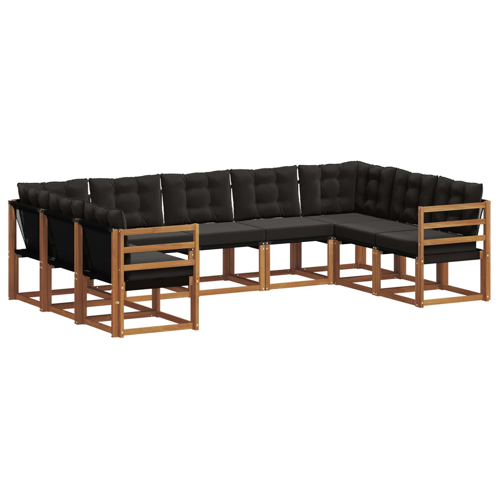 Ensemble de canapés d'extérieur 9 pcs Naturel et Noir - XIOS