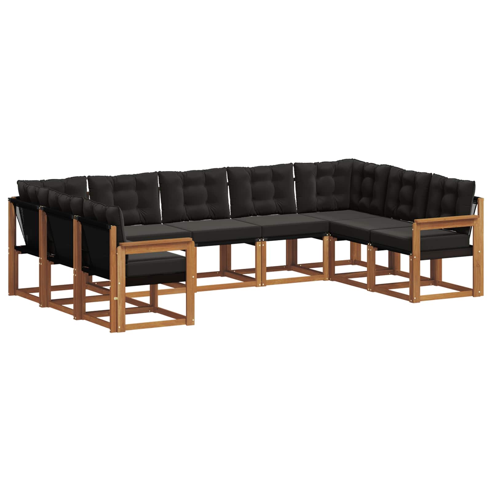 Ensemble de canapés d'extérieur 9 pcs Naturel et Noir - XIOS