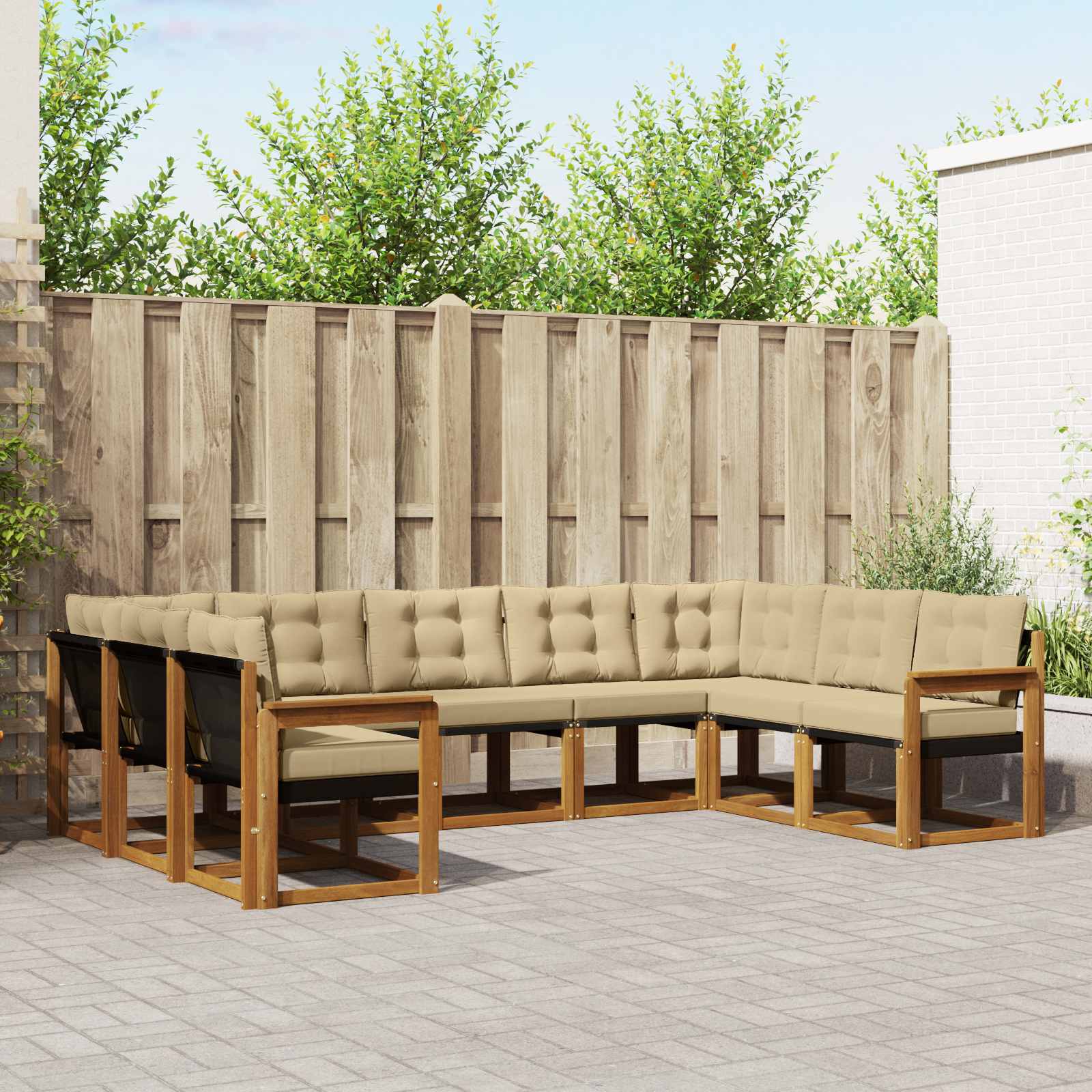 Ensemble de canapés d'extérieur 9 pcs Naturel et Beige - XIOS