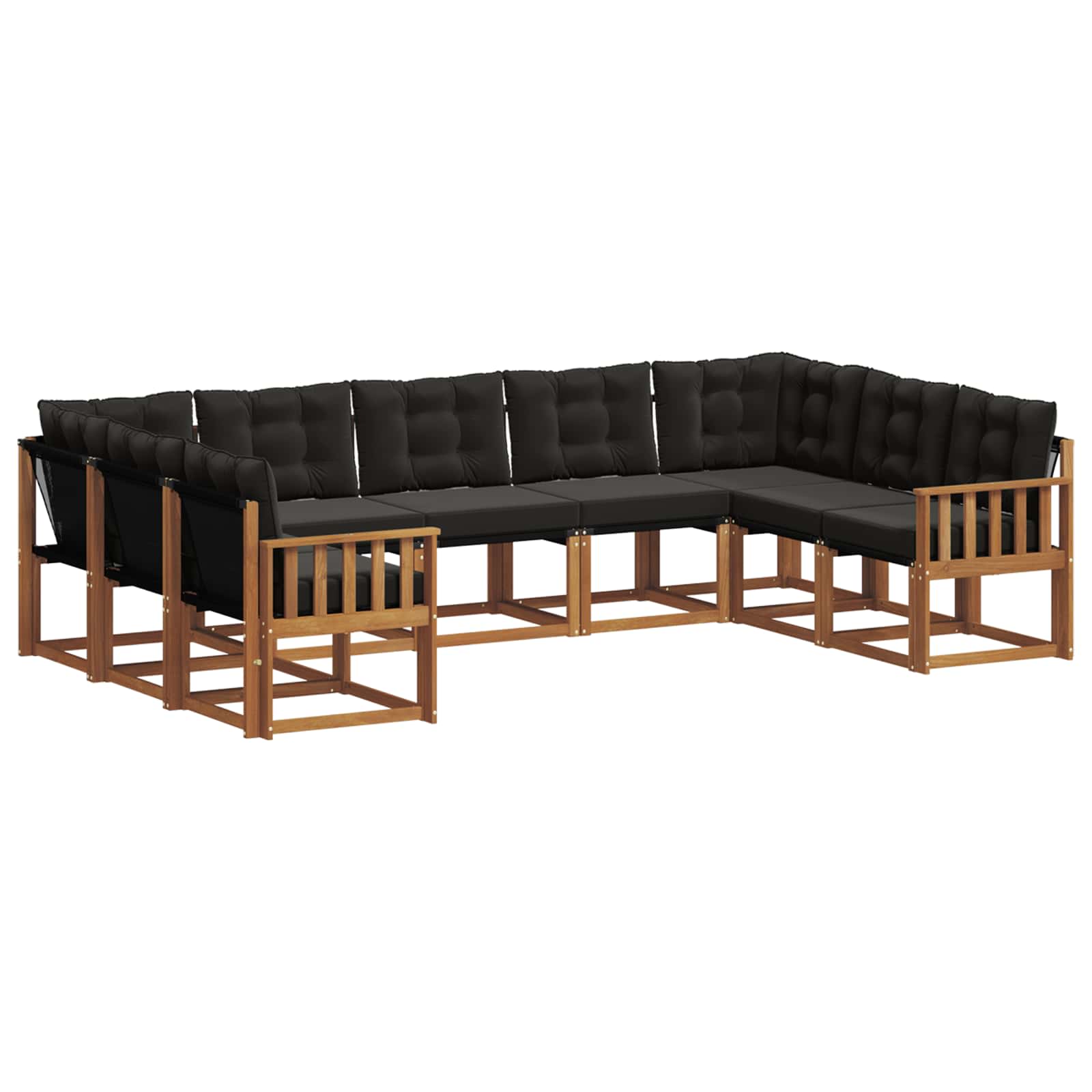 Ensemble de canapés d'extérieur 9 pcs Naturel et Noir - XIOS