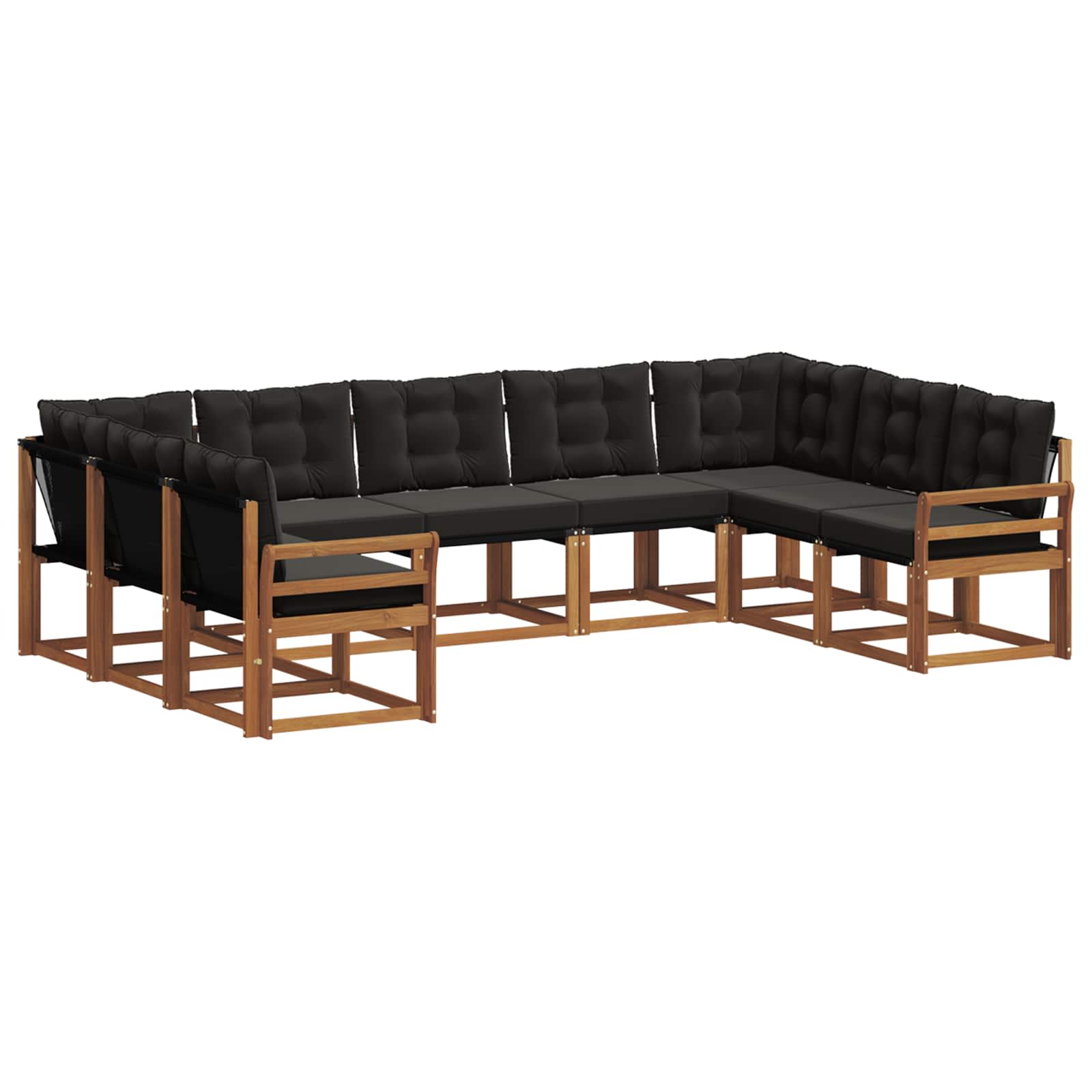 Ensemble de canapés d'extérieur 9 pcs Naturel et Noir - XIOS