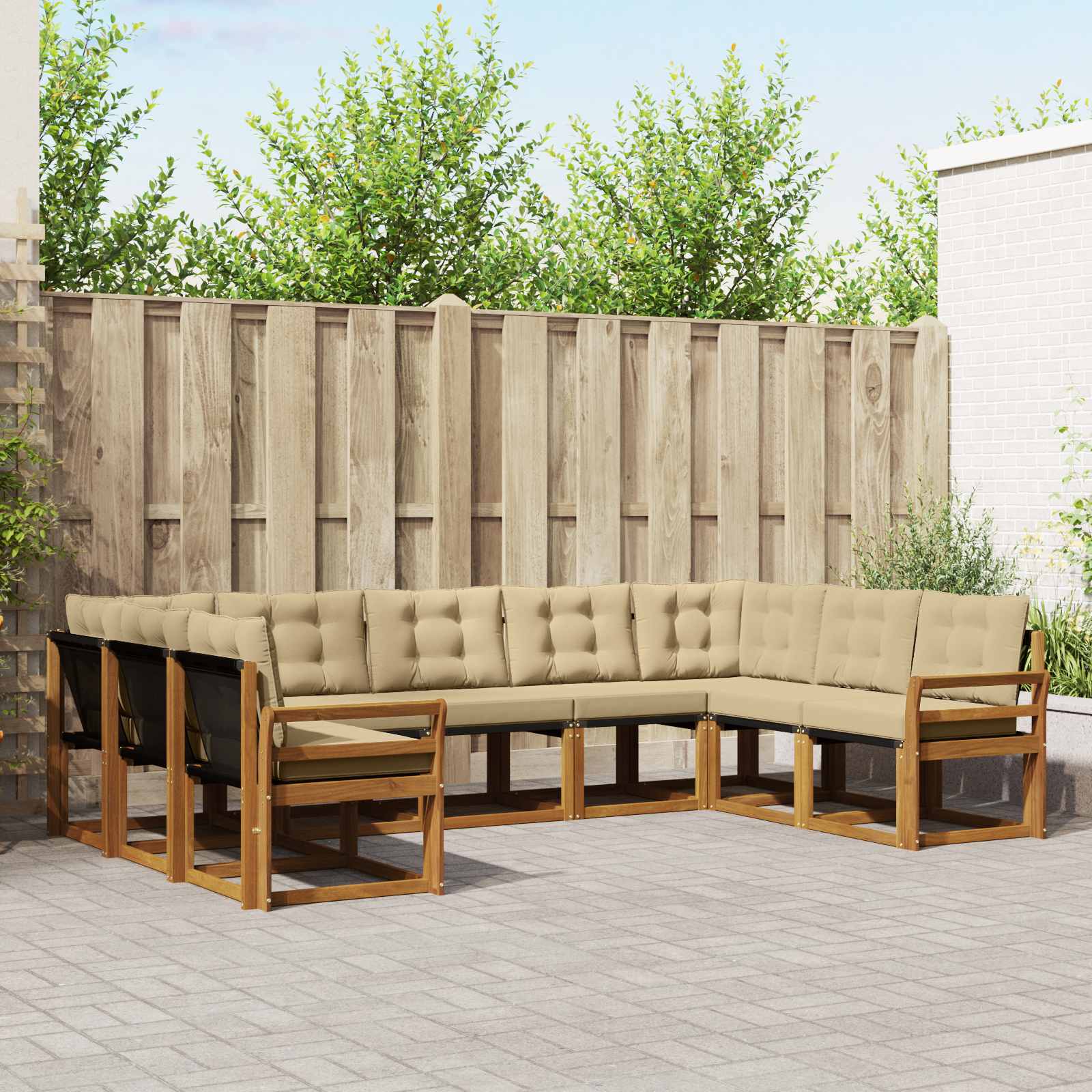 Ensemble de canapés d'extérieur 9 pcs Naturel et Beige - XIOS