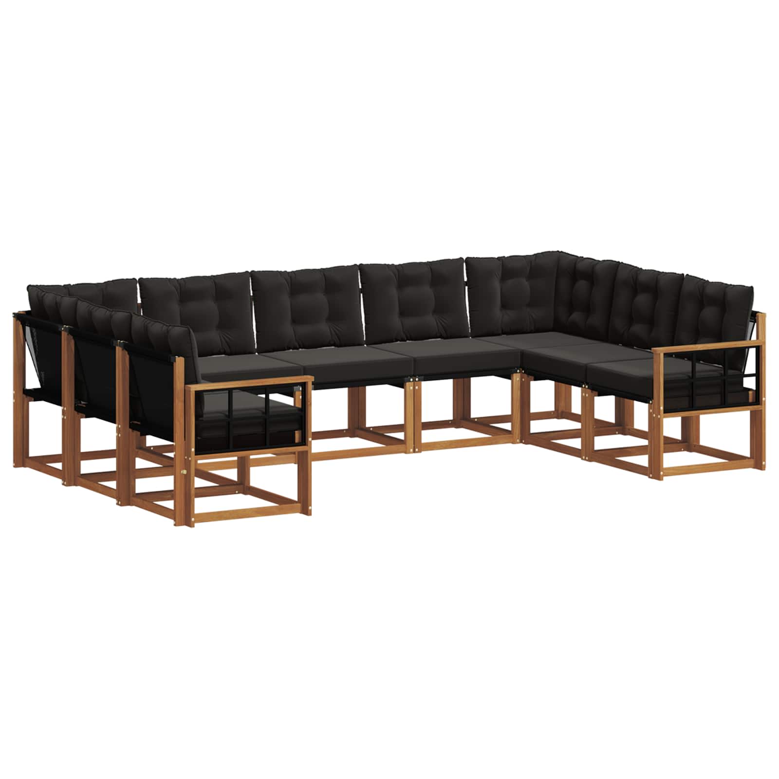 Ensemble de canapés d'extérieur 9 pcs Naturel et Noir - XIOS
