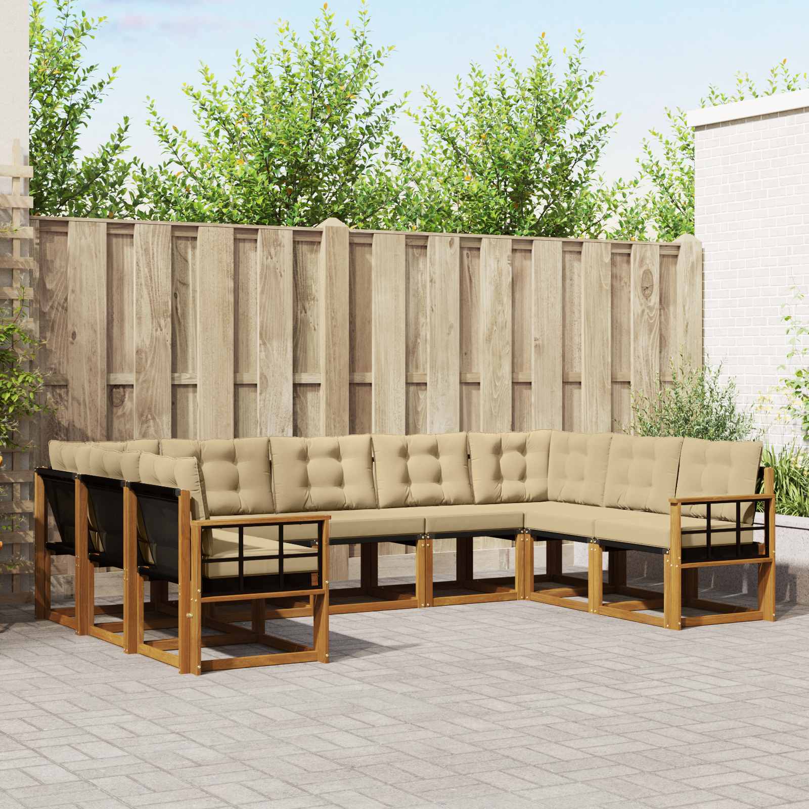 Ensemble de canapés d'extérieur 9 pcs Naturel et Beige - XIOS