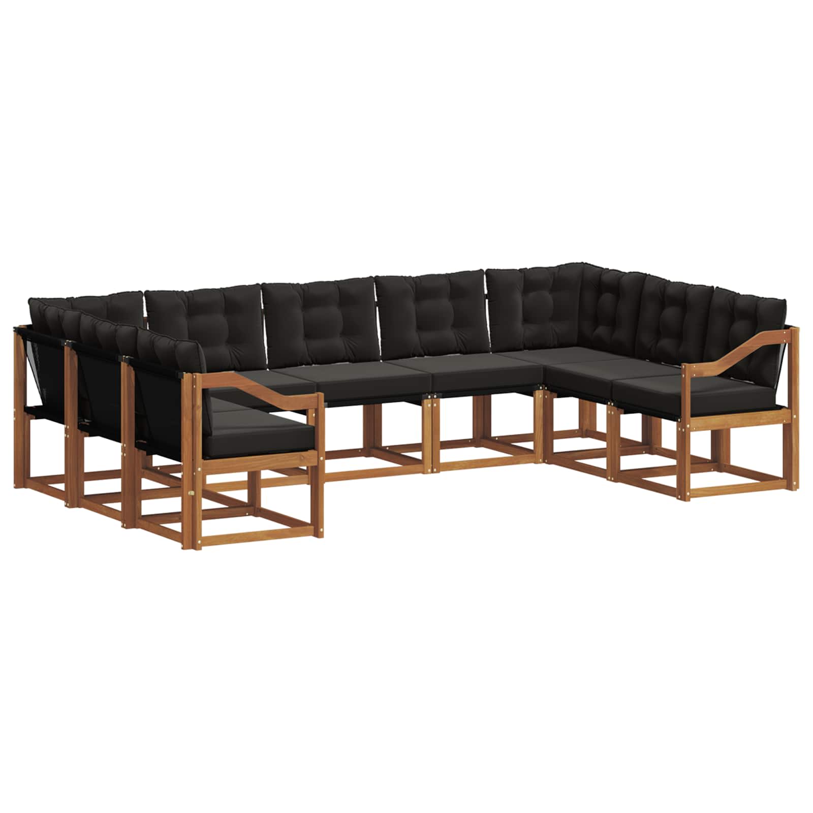 Ensemble de canapés d'extérieur 9 pcs Naturel et Noir - XIOS