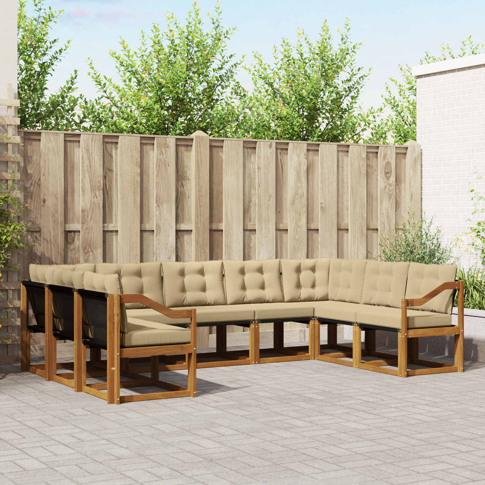 Ensemble de canapés d'extérieur 9 pcs Naturel et Beige - XIOS
