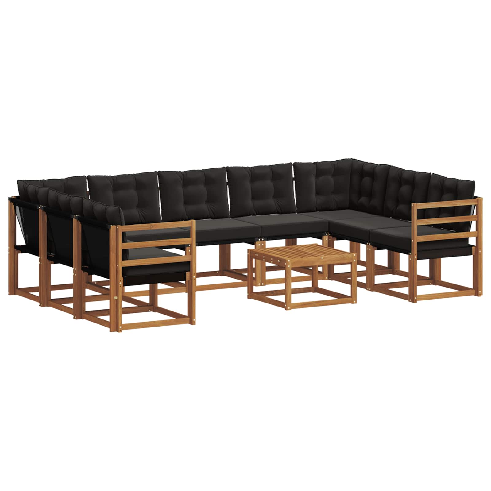 Ensemble de canapés d'extérieur 10 pcs Naturel et Noir - XIOS