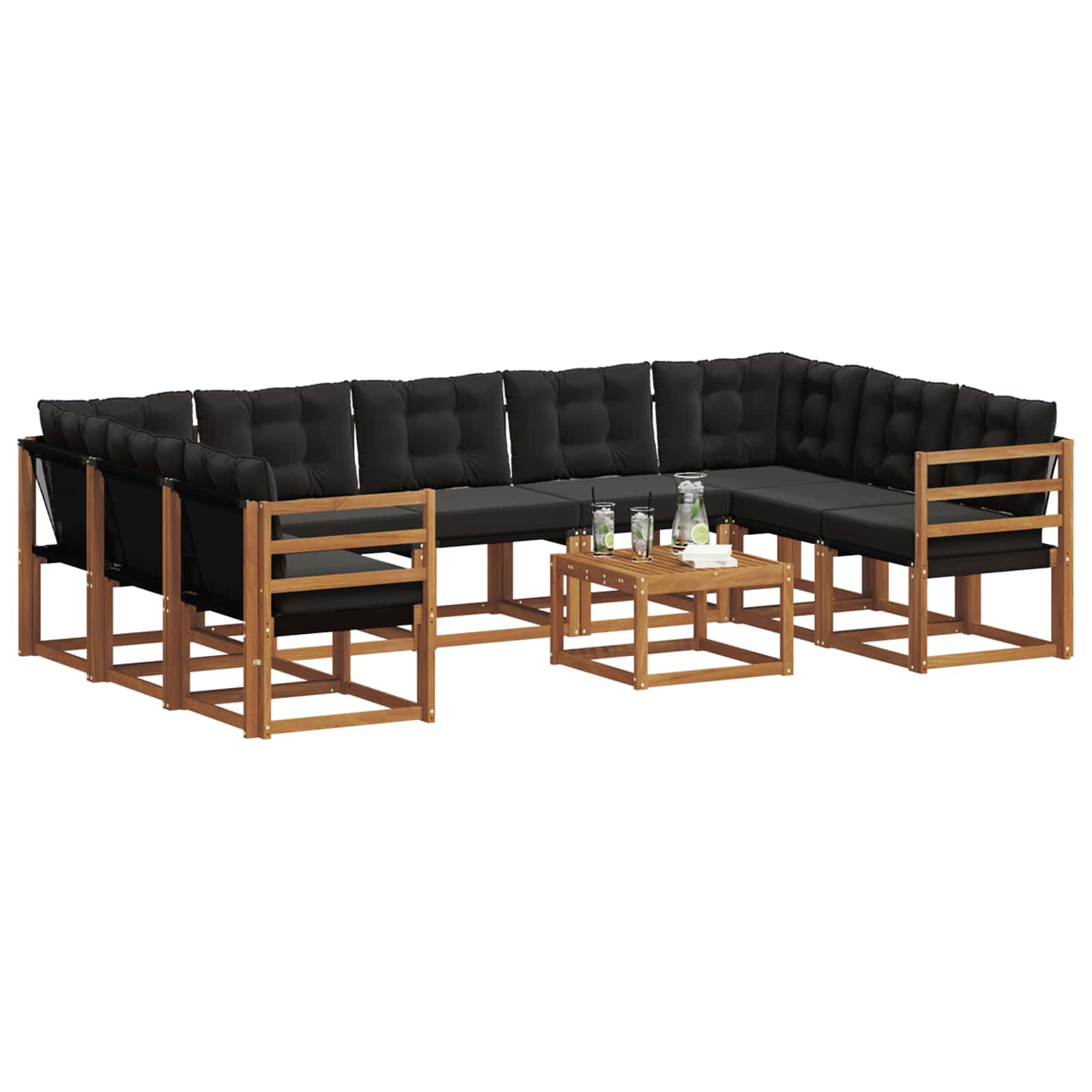 Ensemble de canapés d'extérieur 10 pcs Naturel et Noir - XIOS
