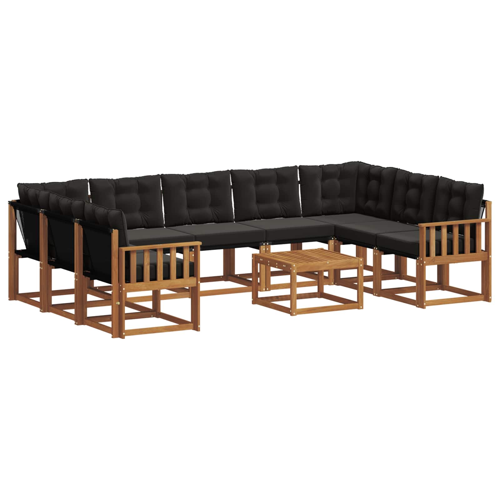 Ensemble de canapés d'extérieur 10 pc Naturel et Noir