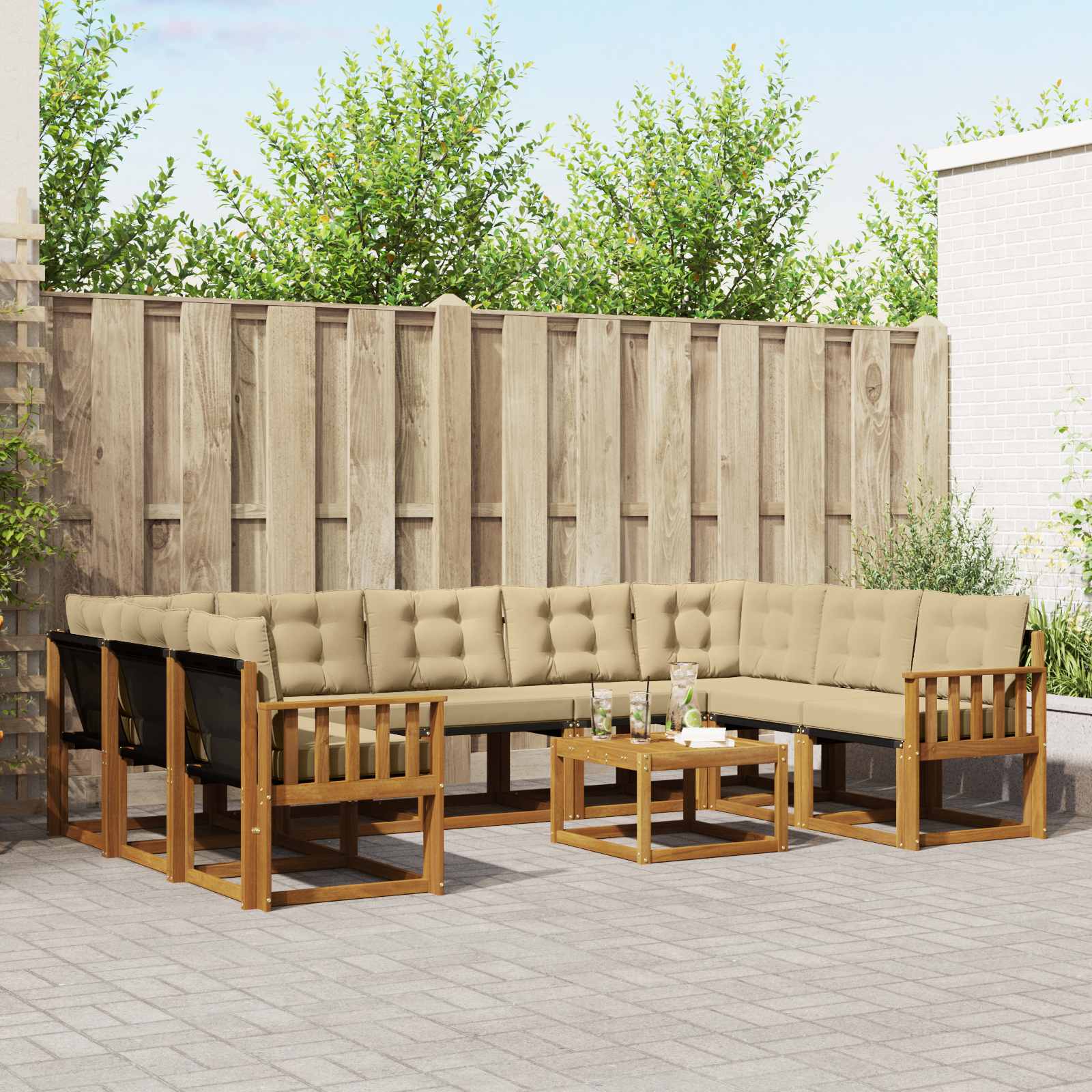 Ensemble de canapés d'extérieur 10 pcs Naturel et Beige - XIOS