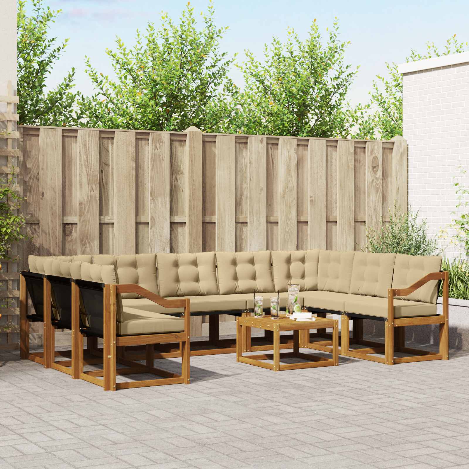 Ensemble de canapés d'extérieur 10 pcs Naturel et Beige - XIOS