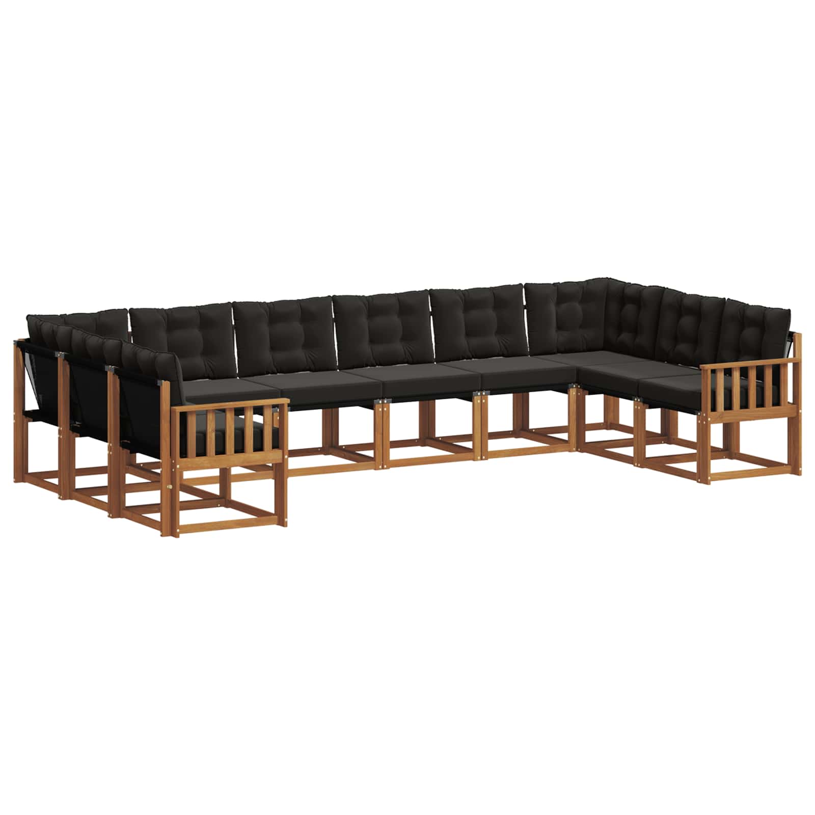 Ensemble de canapés d'extérieur 10 pcs Naturel et Noir - XIOS