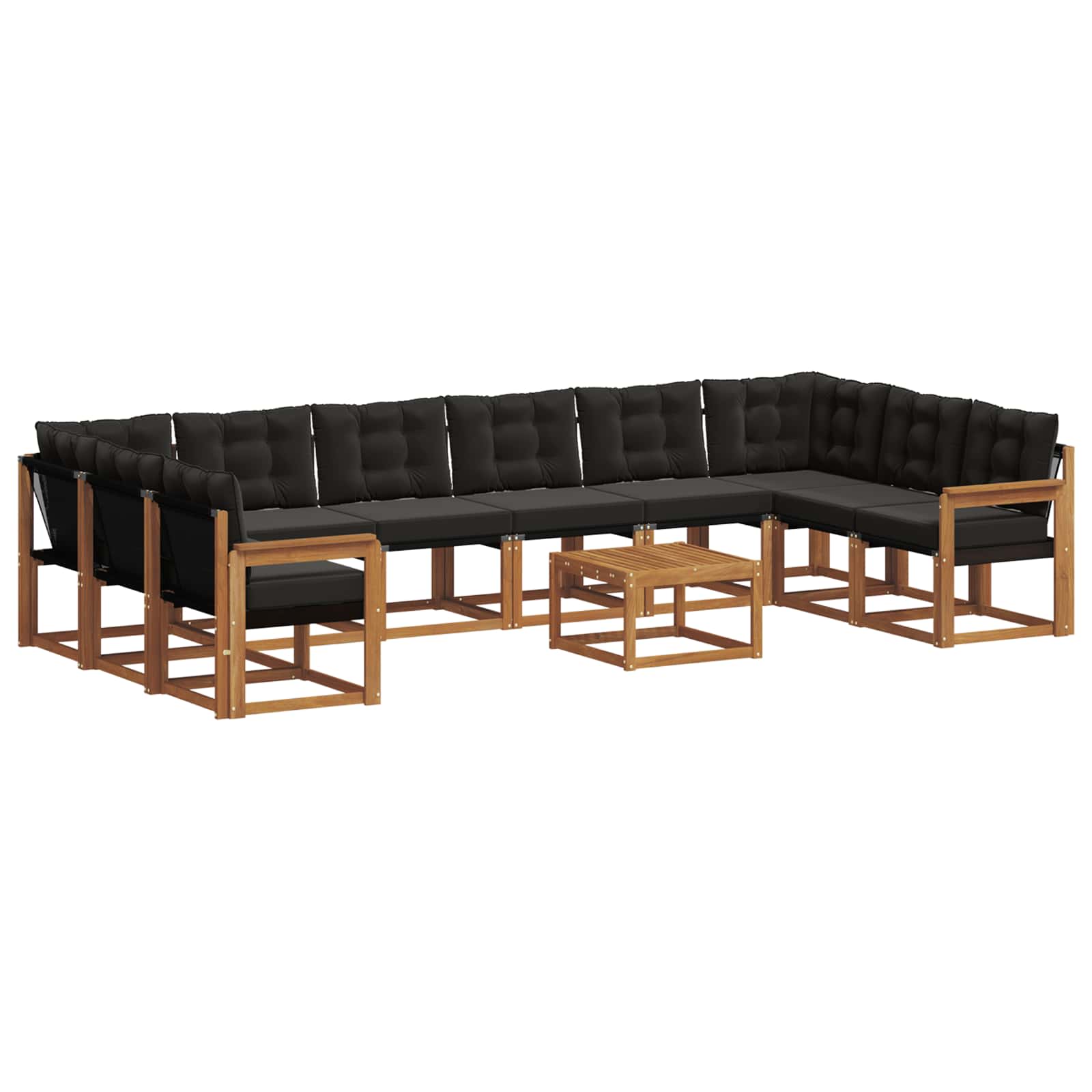 Ensemble de canapés d'extérieur 11 pcs Naturel et Noir - XIOS
