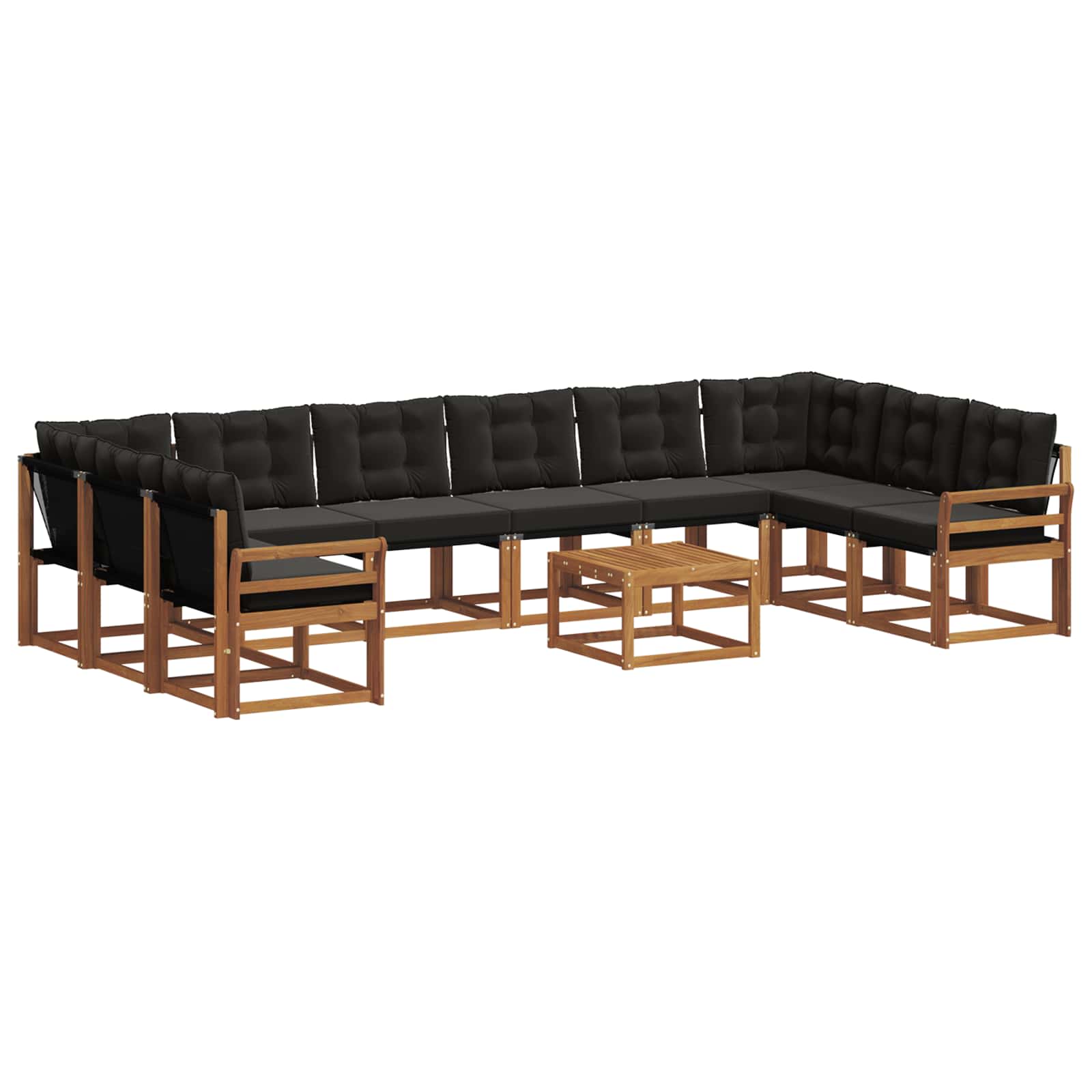 Ensemble de canapés d'extérieur 11 pcs Naturel et Noir - XIOS