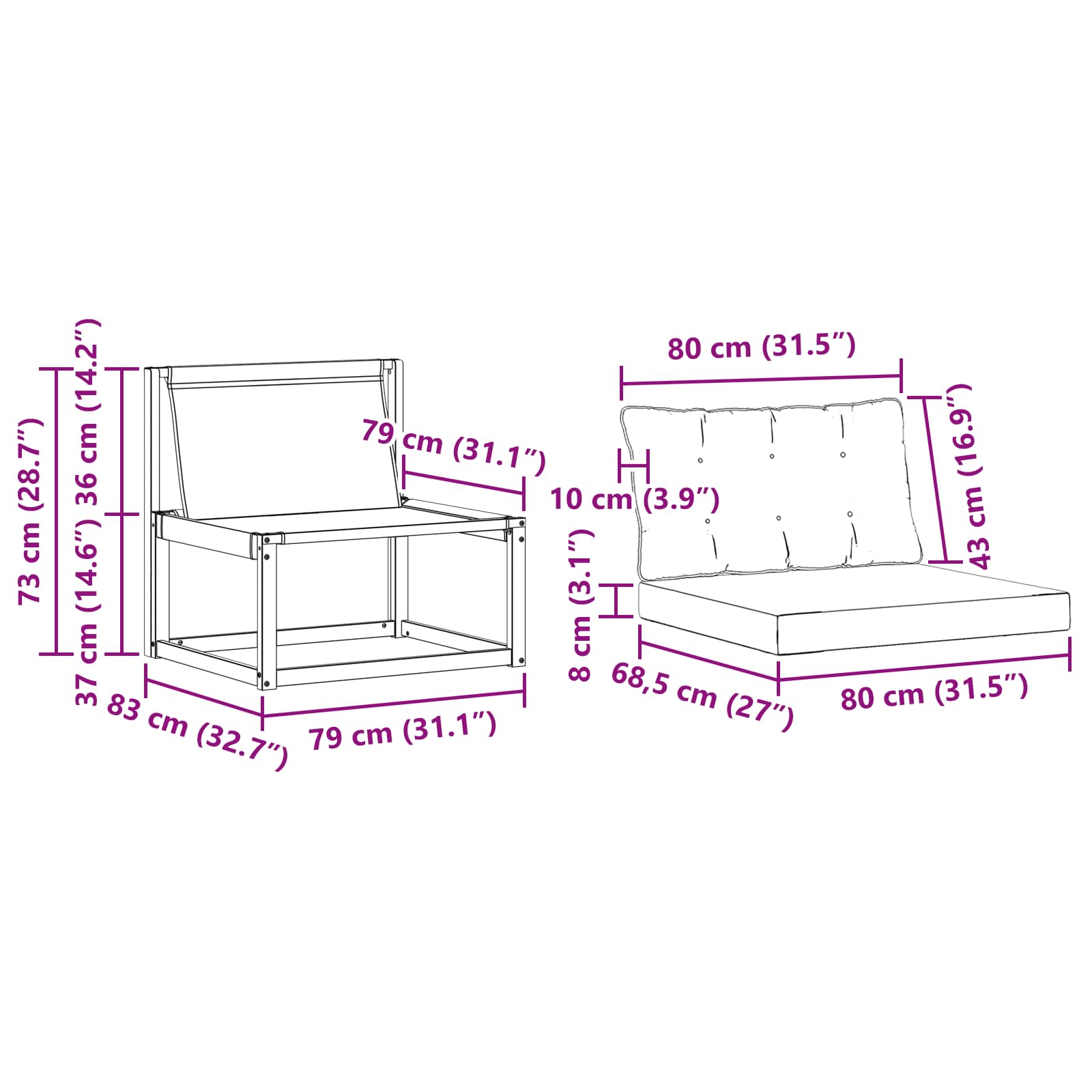 Ensemble de canapés d'extérieur 3 pcs Naturel et Beige - XIOS