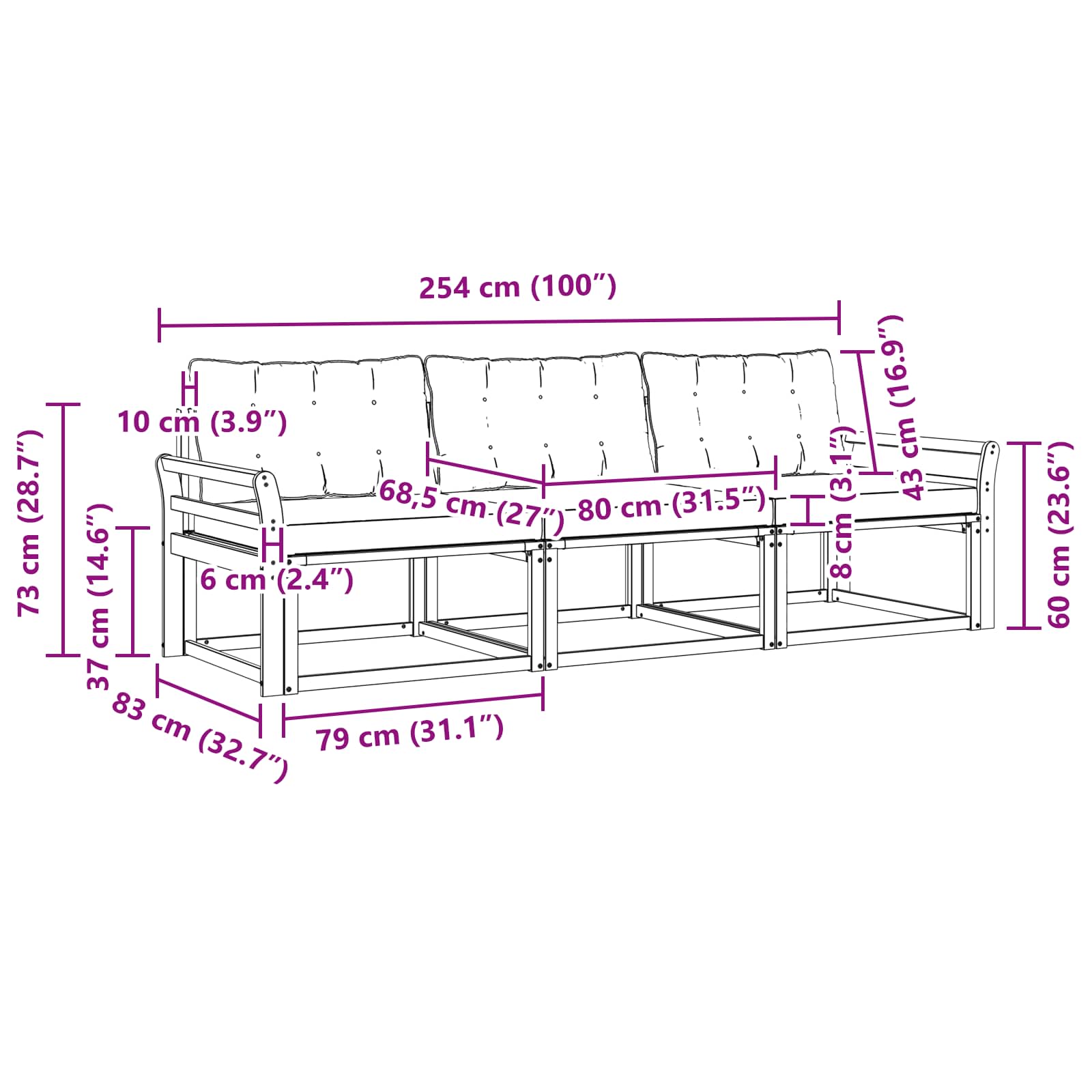 Ensemble de canapés d'extérieur 3 pcs Naturel et Beige - XIOS