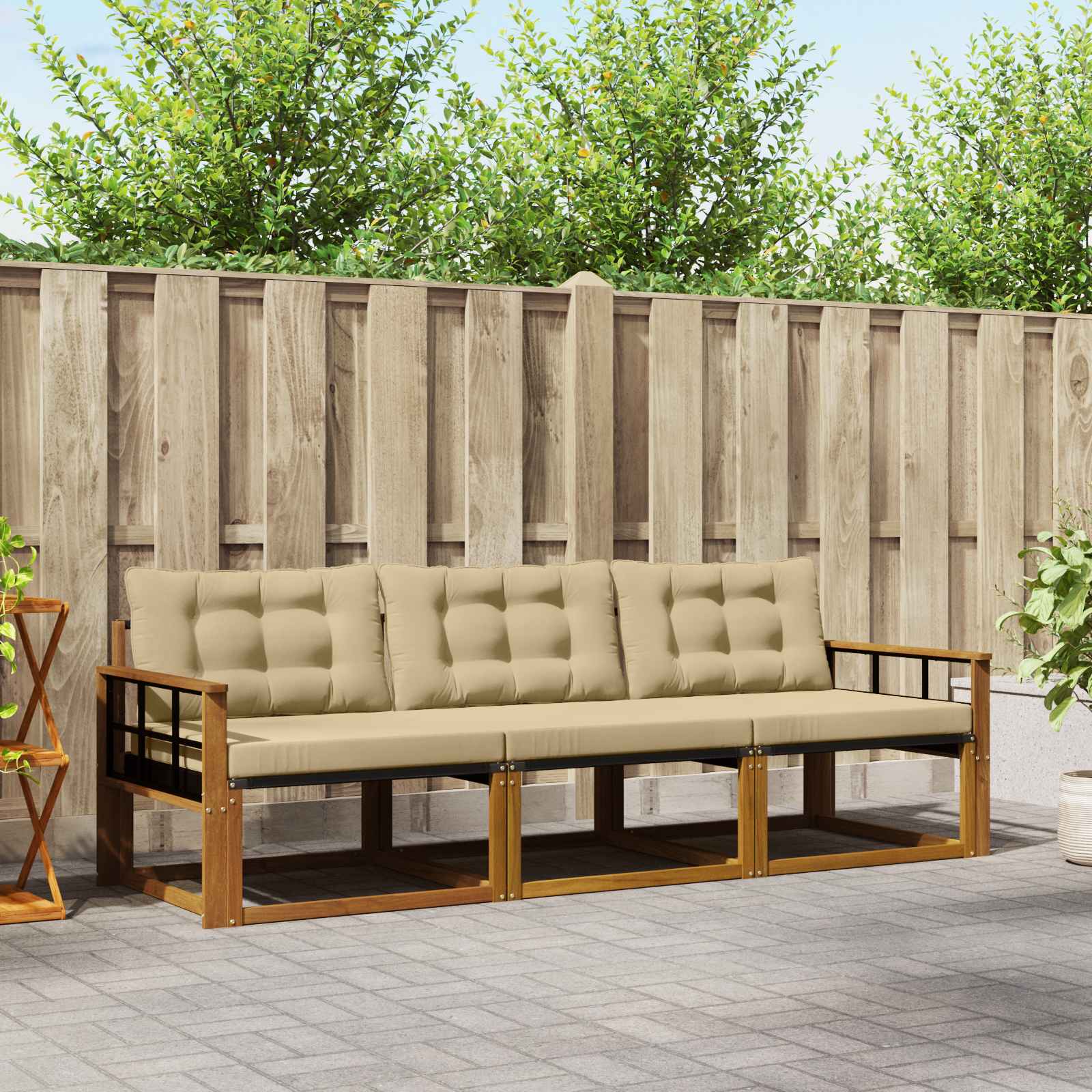 Ensemble de canapés d'extérieur 3 pcs Naturel et Beige - XIOS