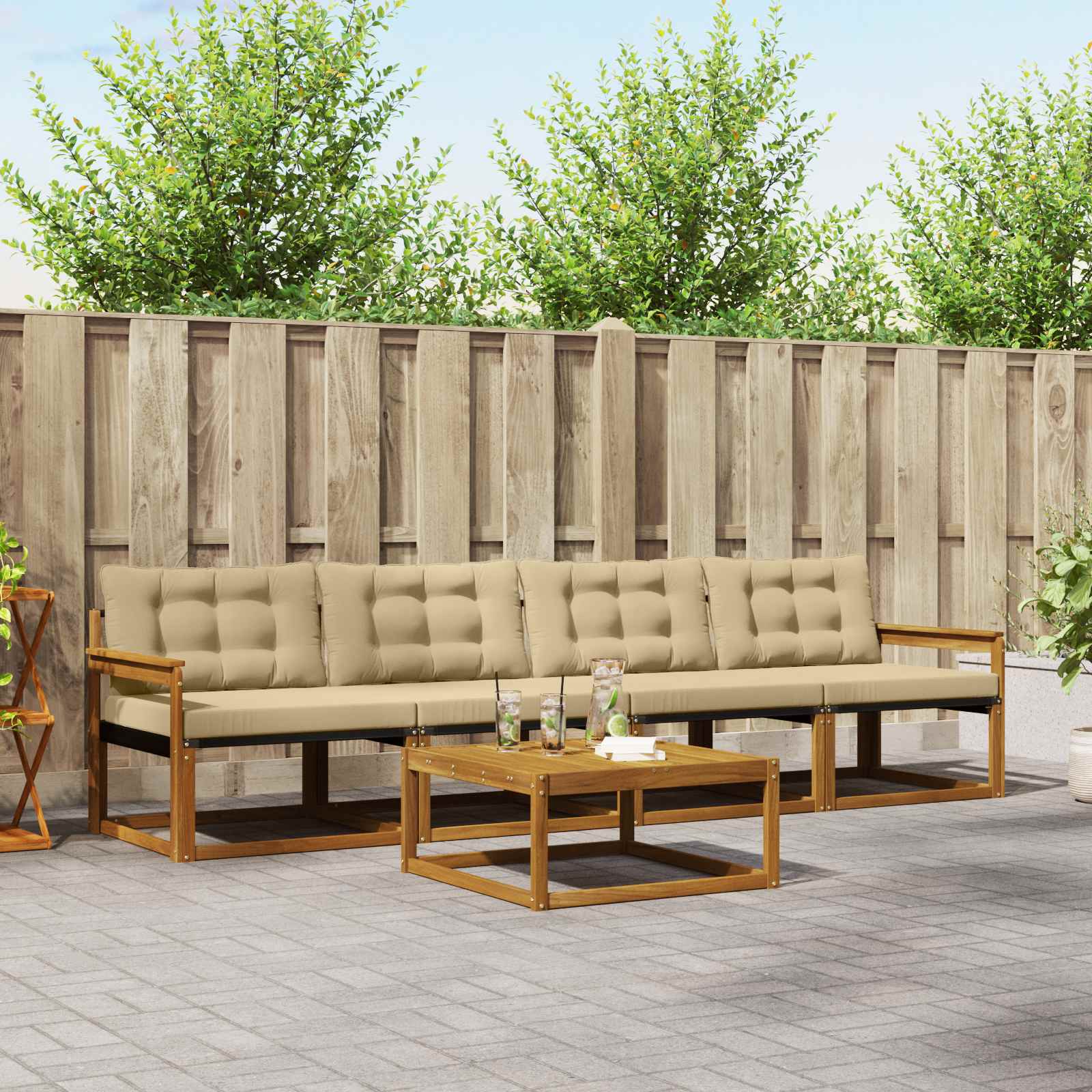 Ensemble de canapés d'extérieur 5 pcs Naturel et Beige - XIOS