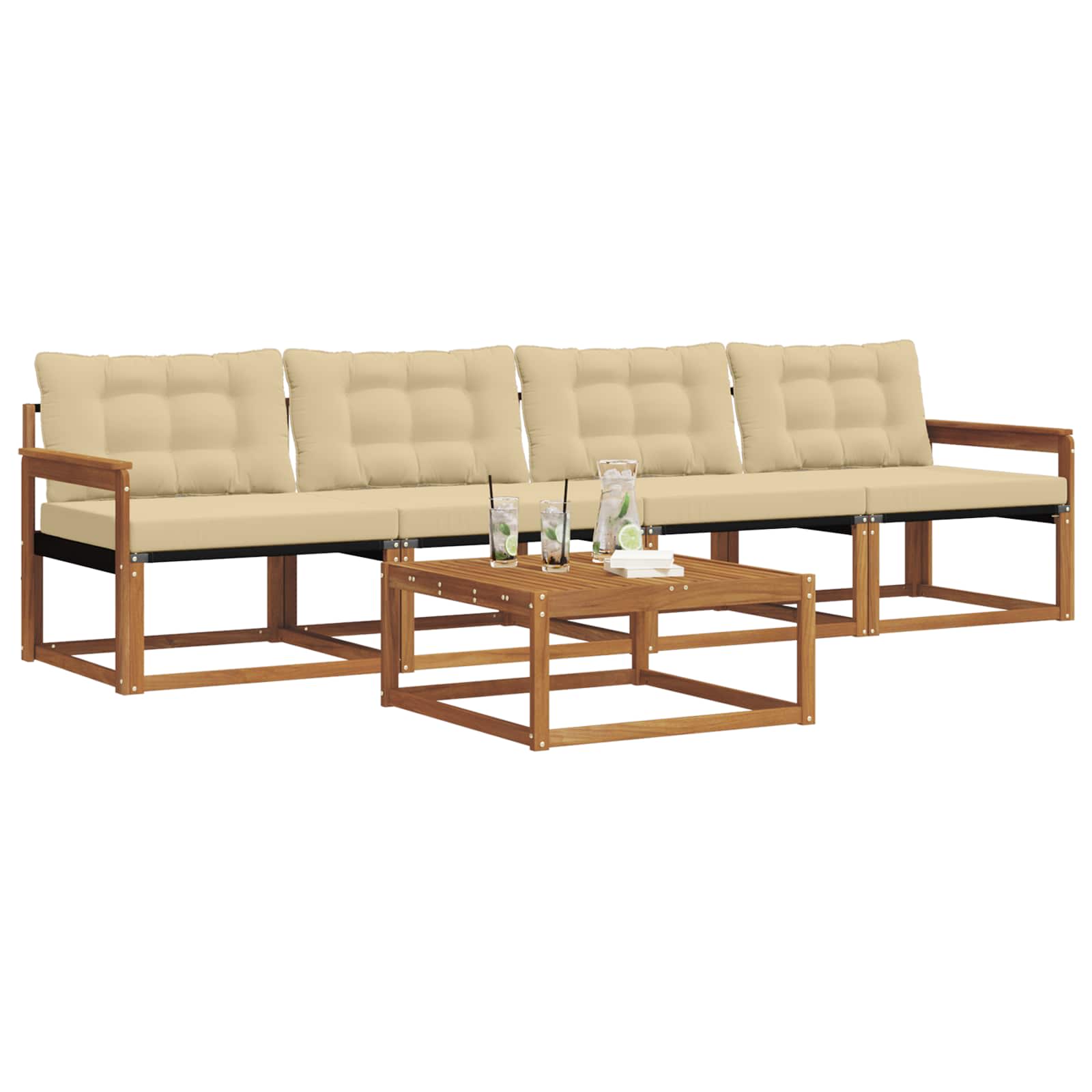 Ensemble de canapés d'extérieur 5 pcs Naturel et Beige - XIOS