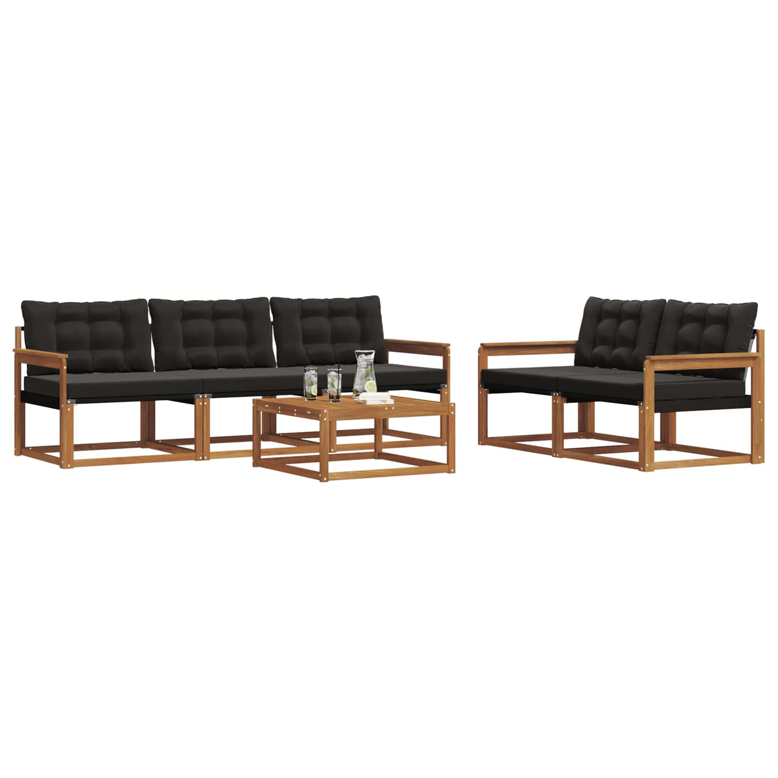 Ensemble de canapés d'extérieur 6 pcs Naturel et Noir - XIOS