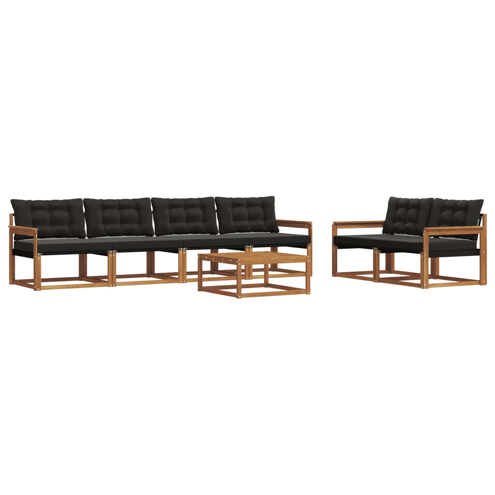 Ensemble de canapés d'extérieur 7 pcs Naturel et Noir - XIOS