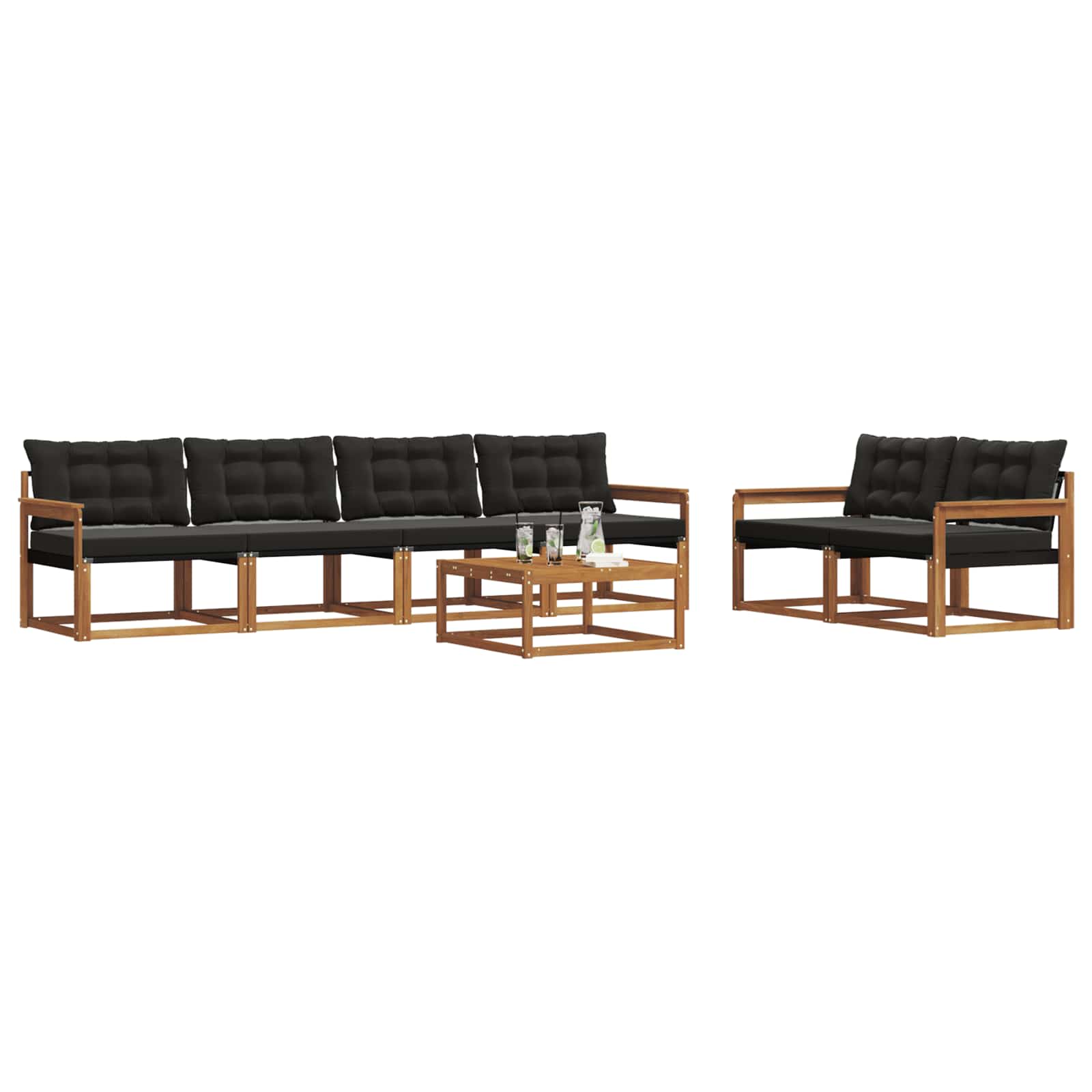 Ensemble de canapés d'extérieur 7 pcs Naturel et Noir - XIOS