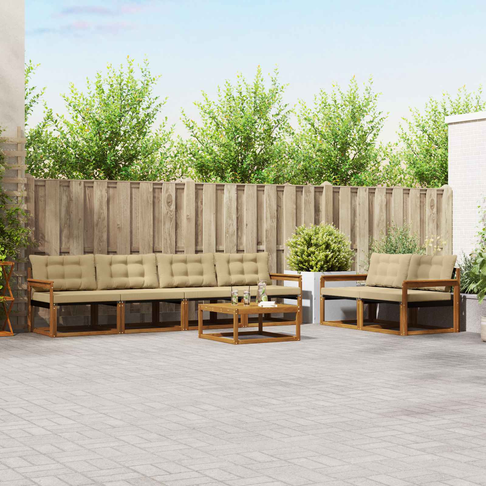 Ensemble de canapés d'extérieur 7 pcs Naturel et Beige - XIOS