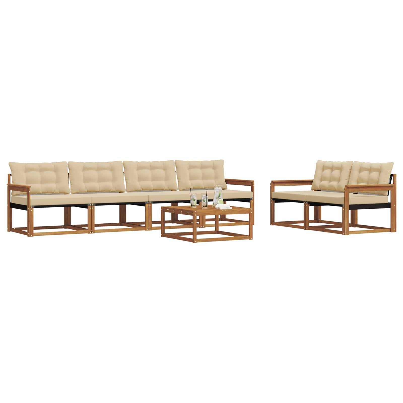 Ensemble de canapés d'extérieur 7 pcs Naturel et Beige - XIOS
