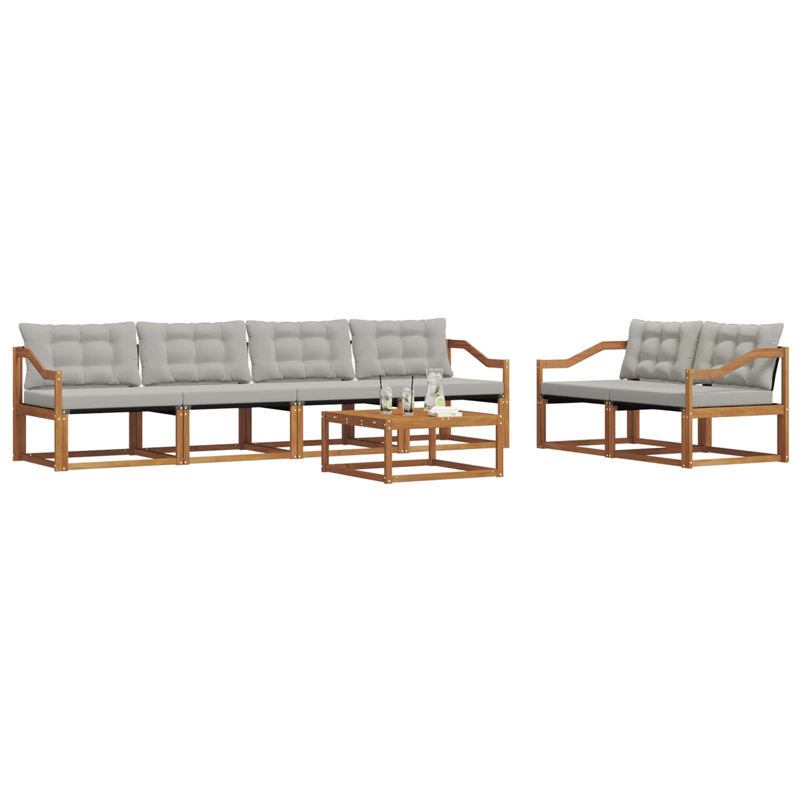 Ensemble de canapés d'extérieur 7 pcs Gris Naturel et Clair - XIOS