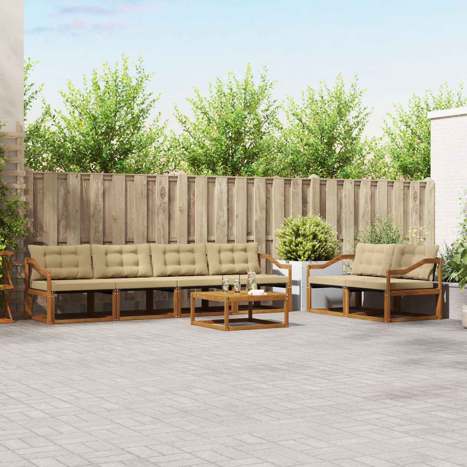 Ensemble de canapés d'extérieur 7 pcs Naturel et Beige - XIOS