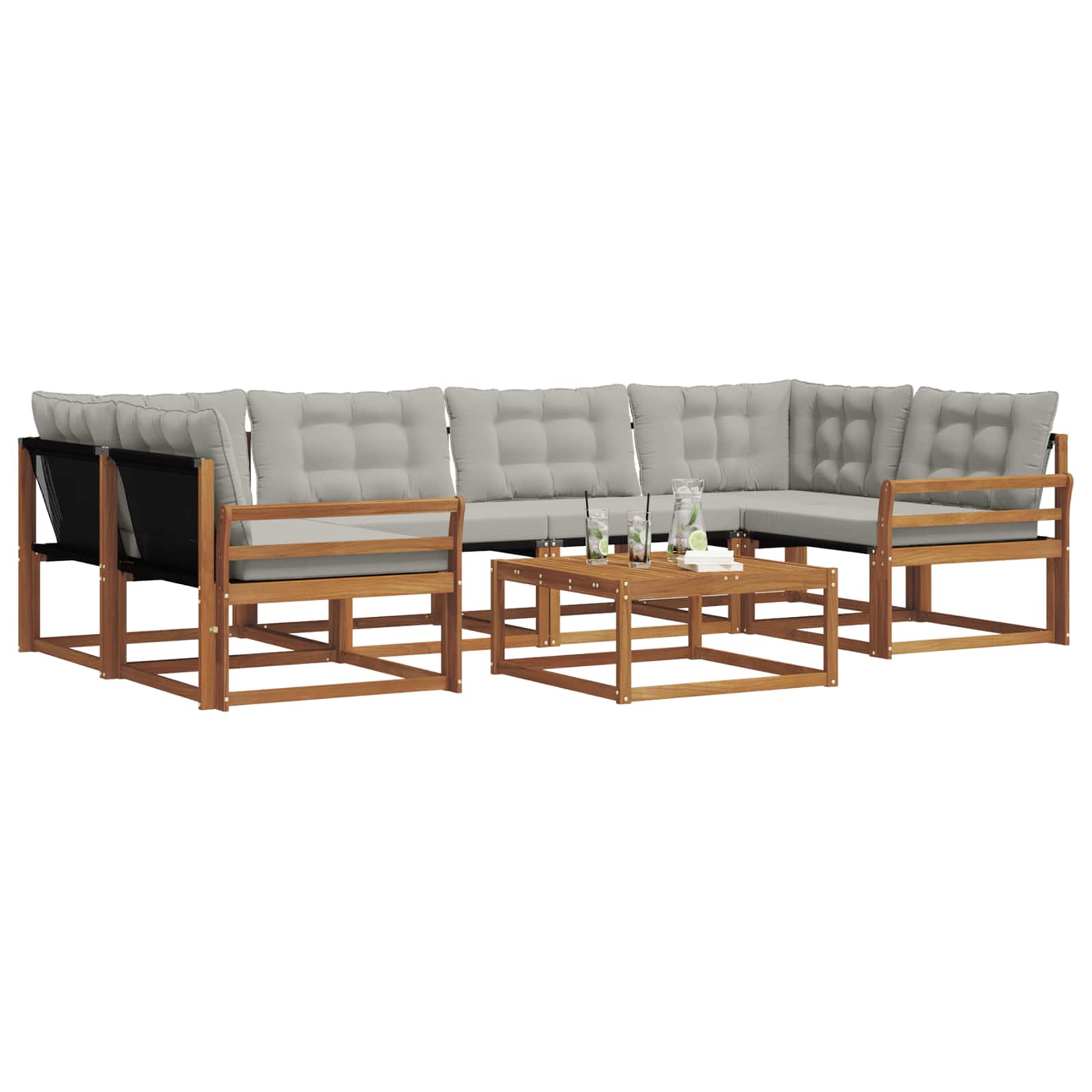 Ensemble de canapés d'extérieur 7 pcs Gris Naturel et Clair - XIOS