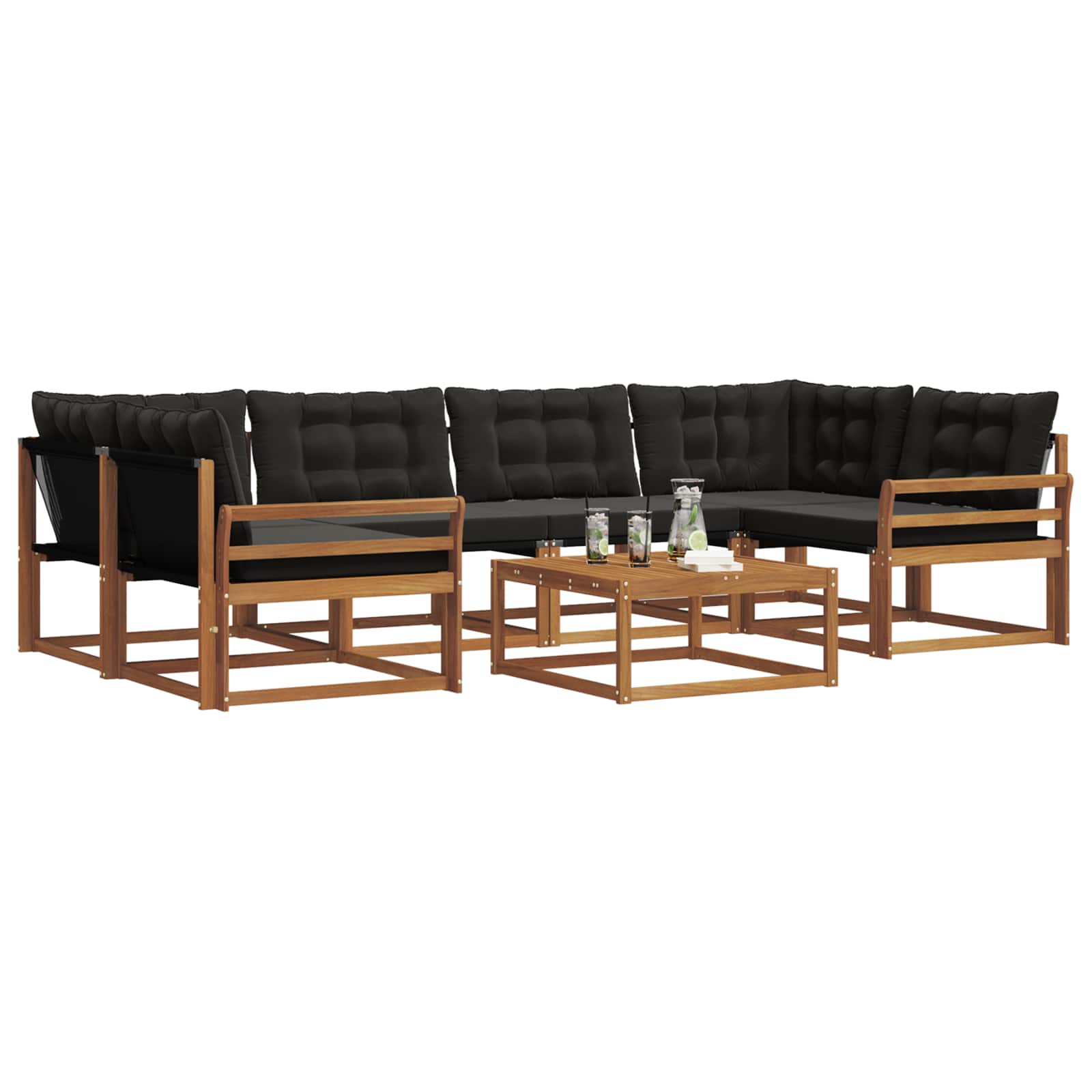 Ensemble de canapés d'extérieur 7 pcs Naturel et Noir - XIOS