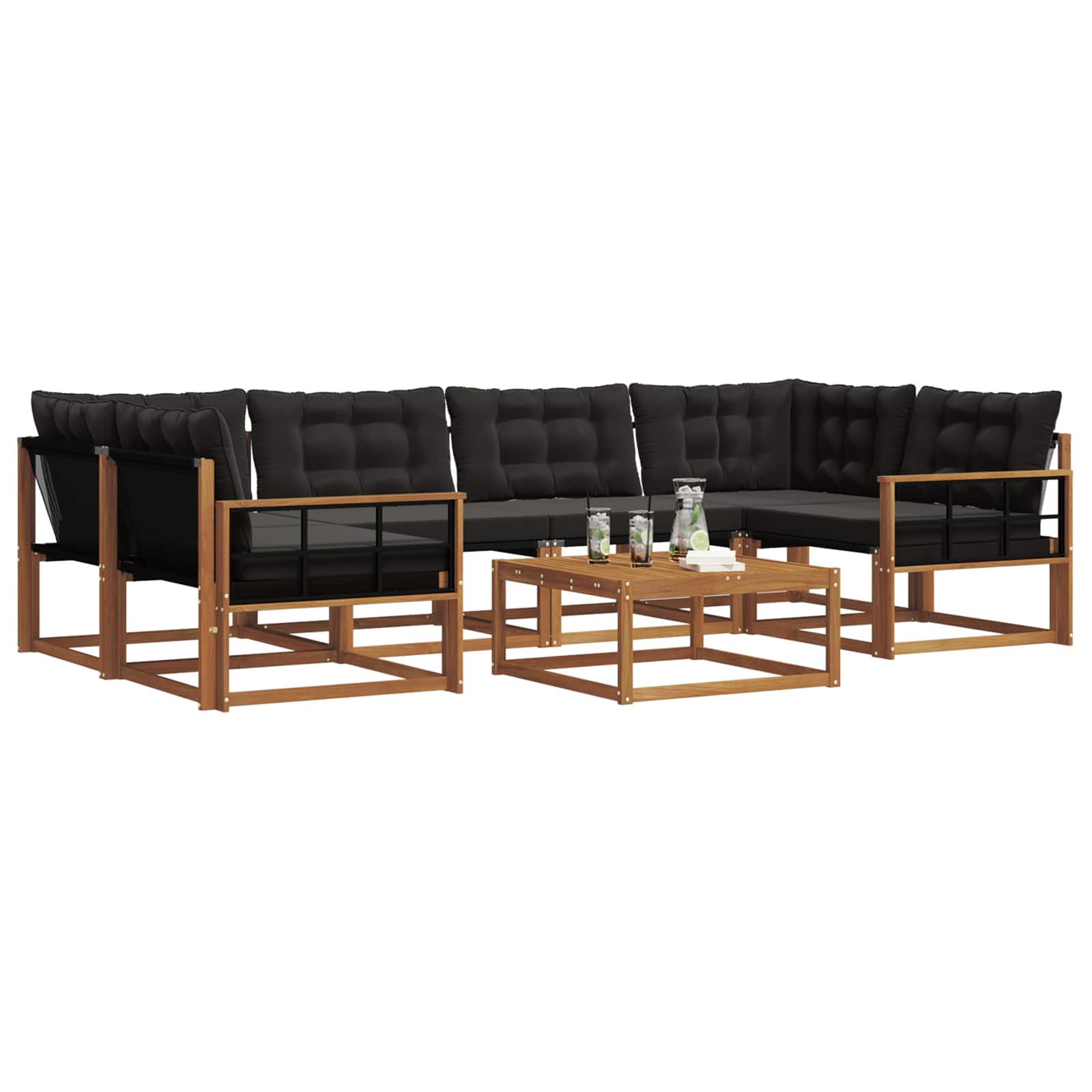 Ensemble de canapés d'extérieur 7 pcs Naturel et Noir - XIOS