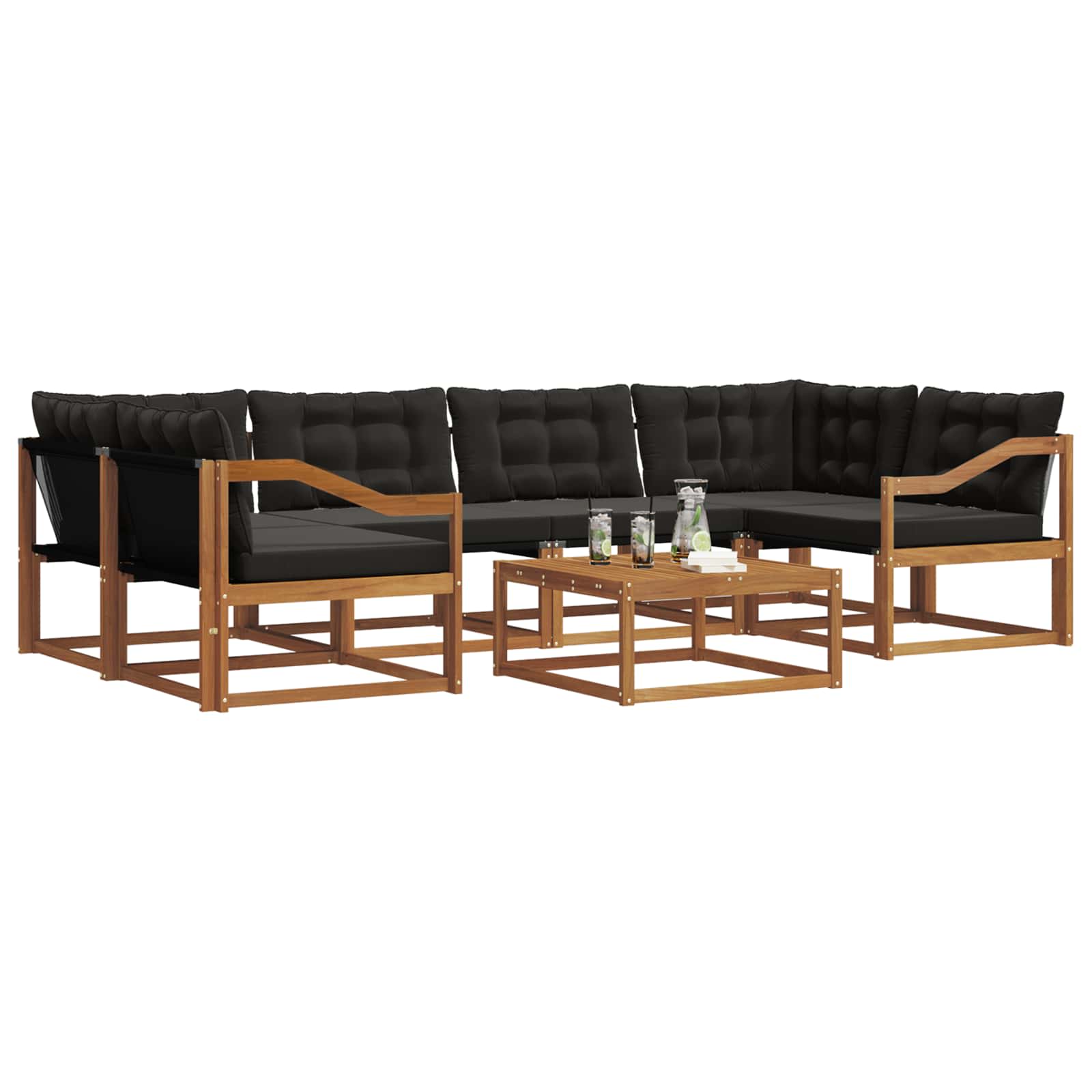 Ensemble de canapés d'extérieur 7 pcs Naturel et Noir - XIOS