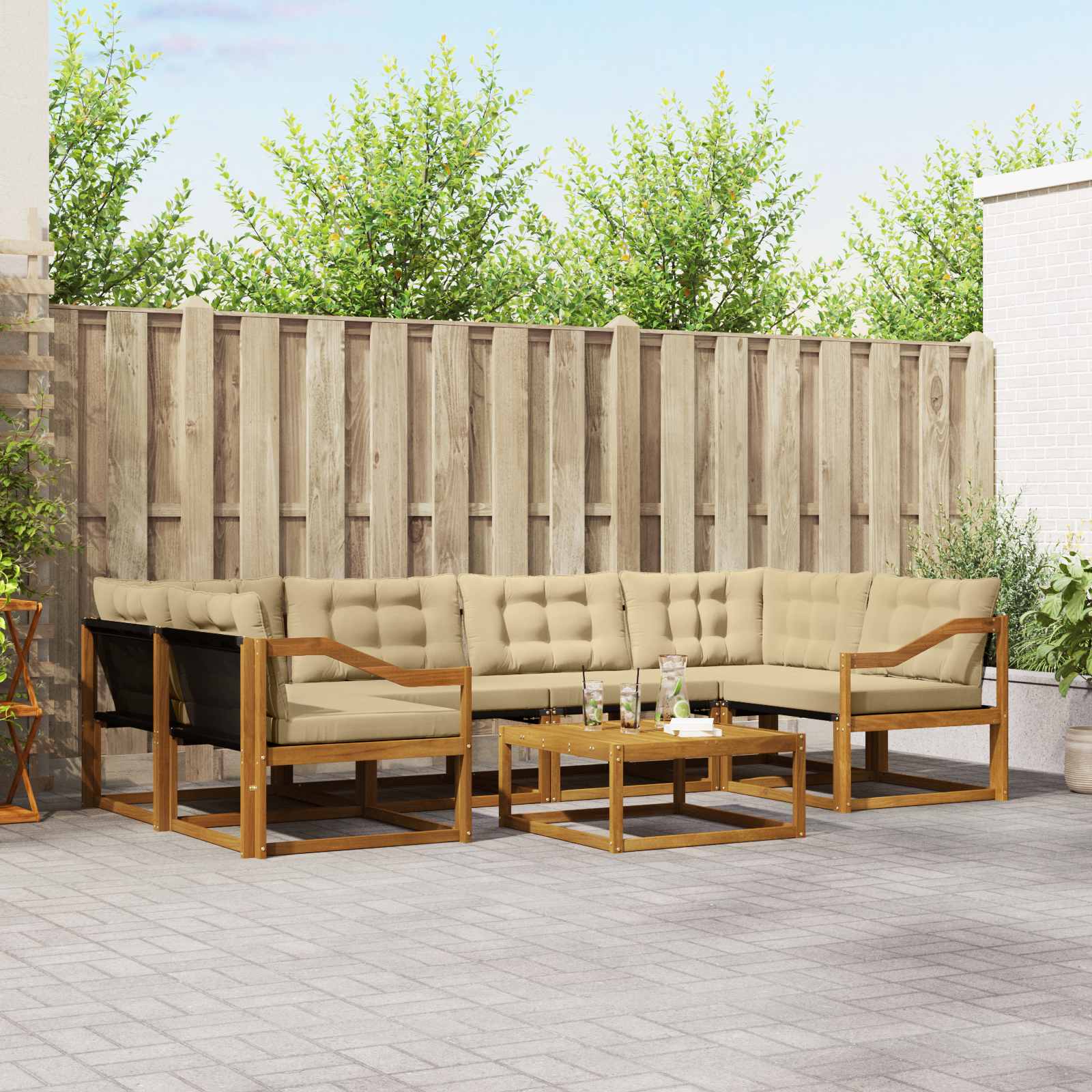 Ensemble de canapés d'extérieur 7 pcs Naturel et Beige - XIOS