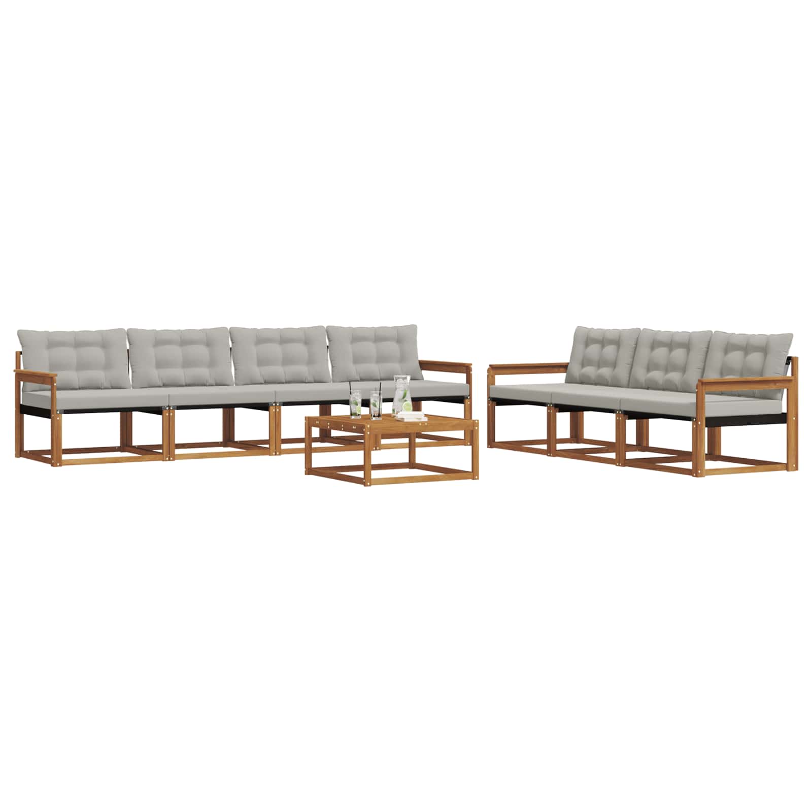 Ensemble de canapés d'extérieur 8 pcs Gris Naturel et Clair - XIOS
