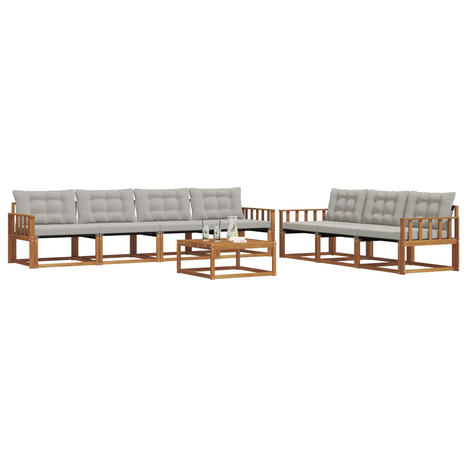 Ensemble de canapés d'extérieur 8 pcs Gris Naturel et Clair - XIOS
