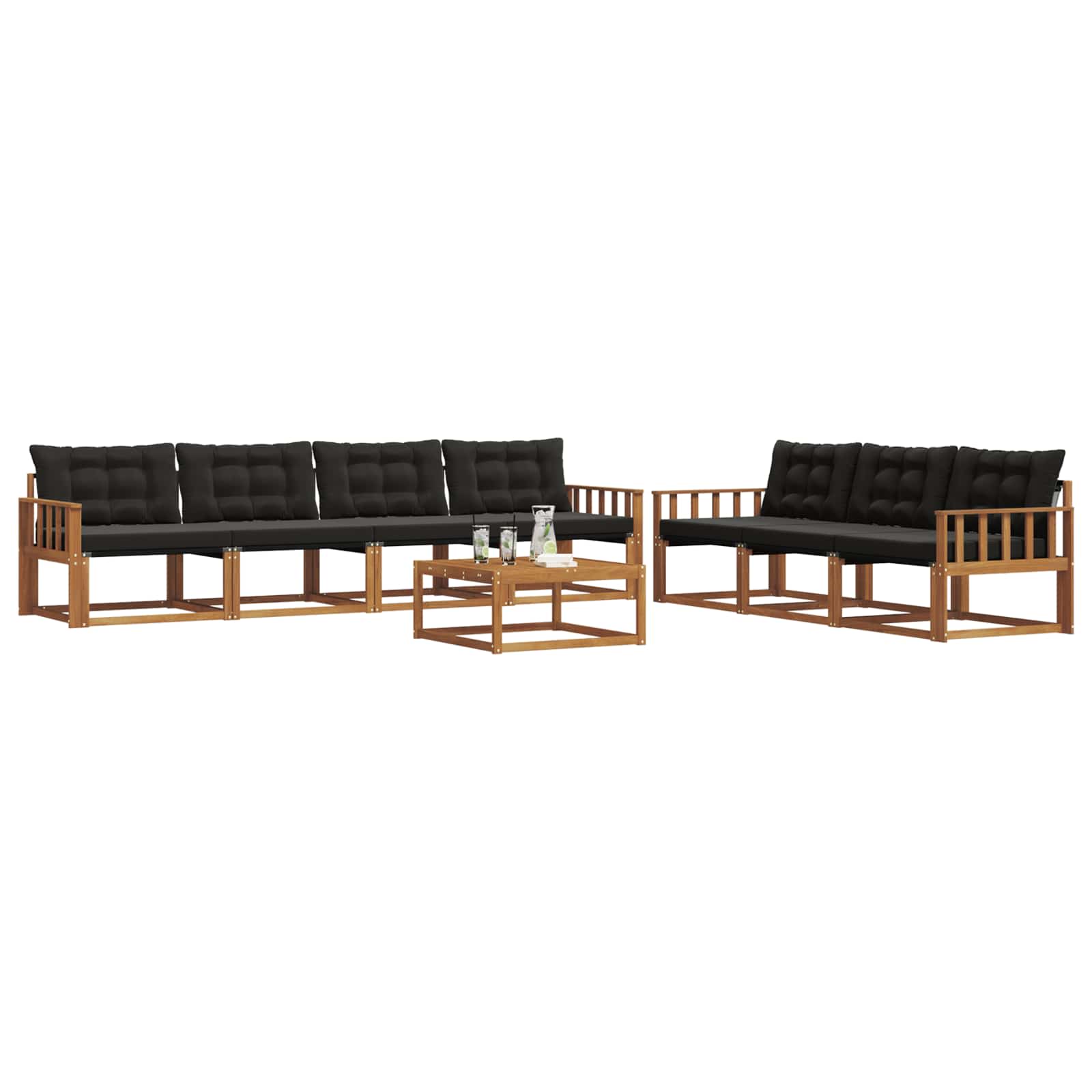 Ensemble de canapés d'extérieur 8 pcs Naturel et Noir - XIOS