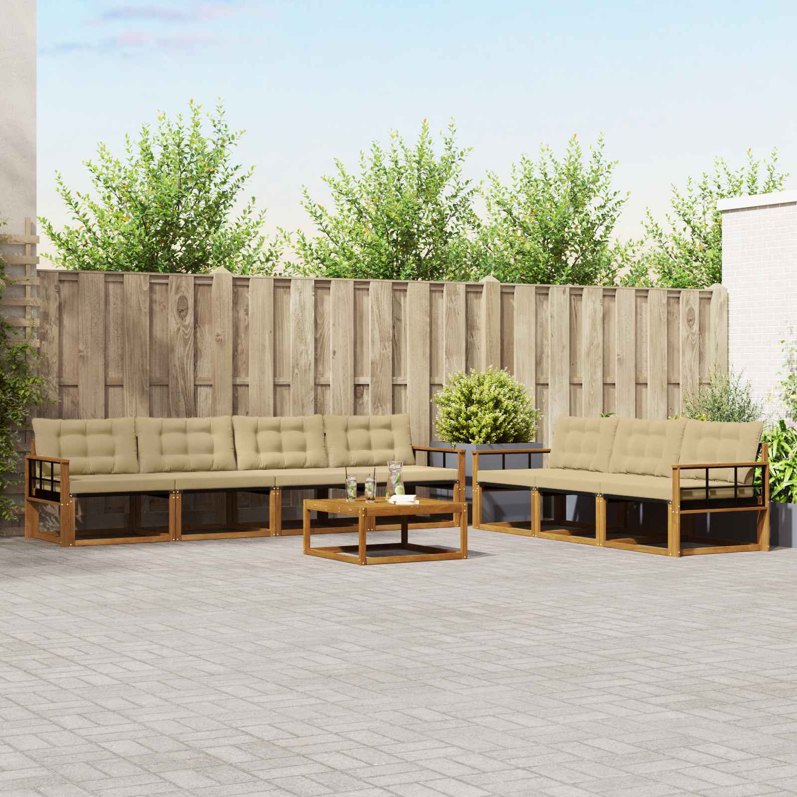 Ensemble de canapés d'extérieur 8 pcs Naturel et Beige - XIOS