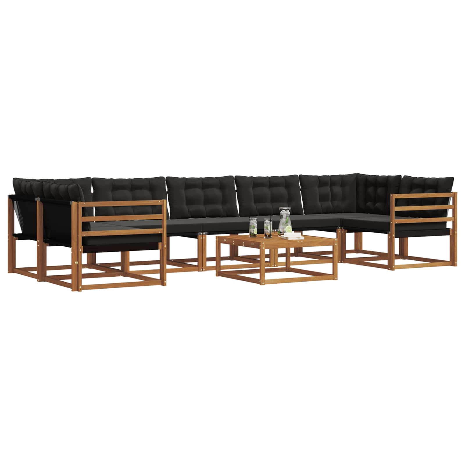 Ensemble de canapés d'extérieur 8 pcs Naturel et Noir - XIOS
