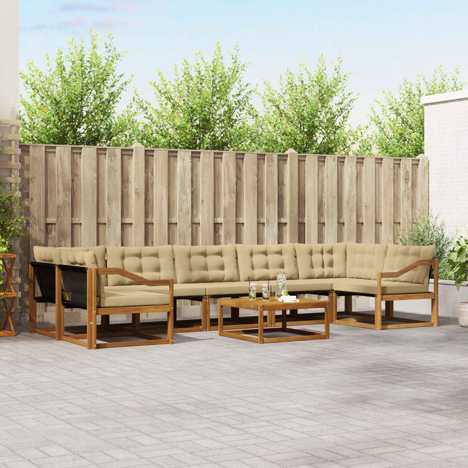 Ensemble de canapés d'extérieur 8 pcs Naturel et Beige - XIOS