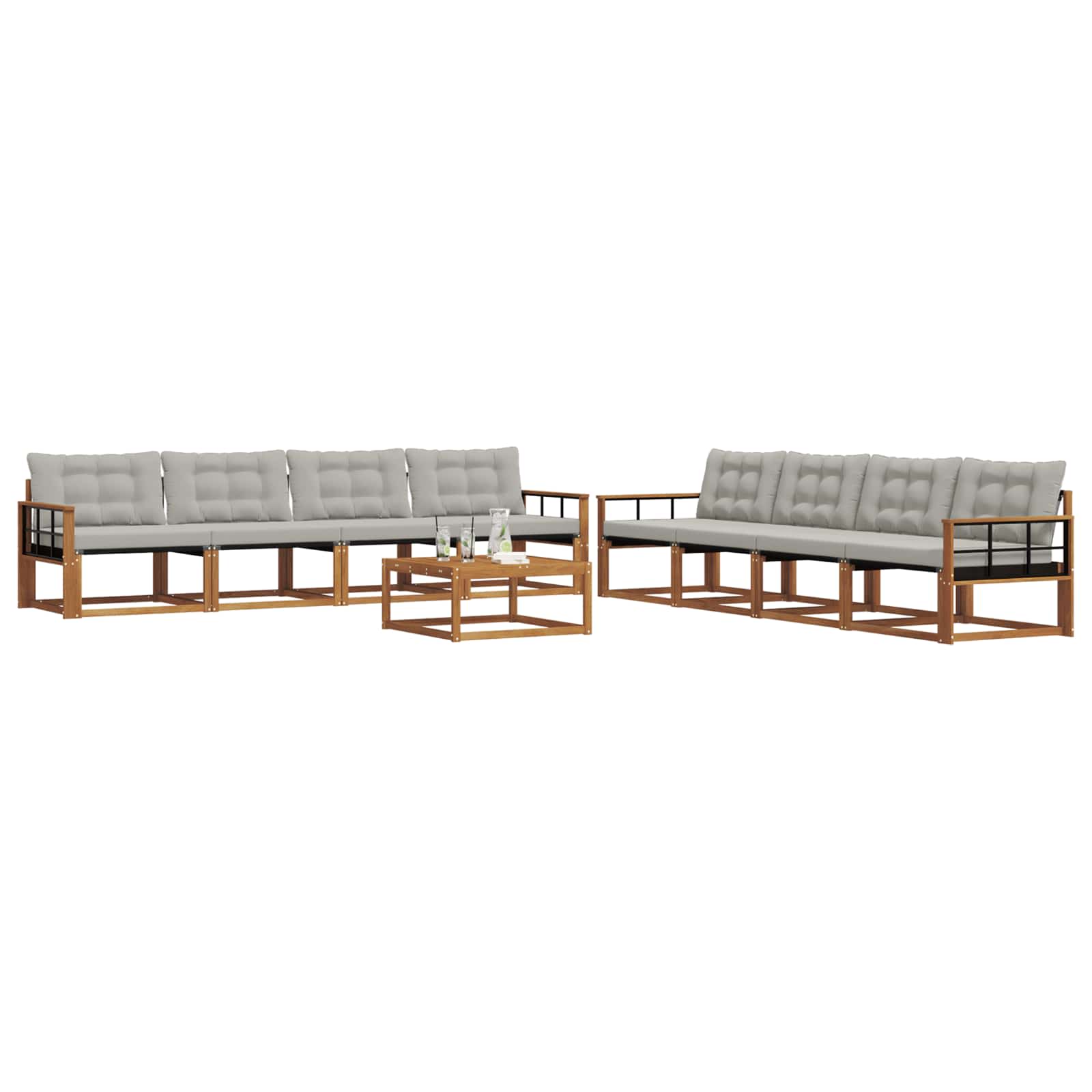 Ensemble de canapés d'extérieur 9 pcs Gris Naturel et Clair - XIOS